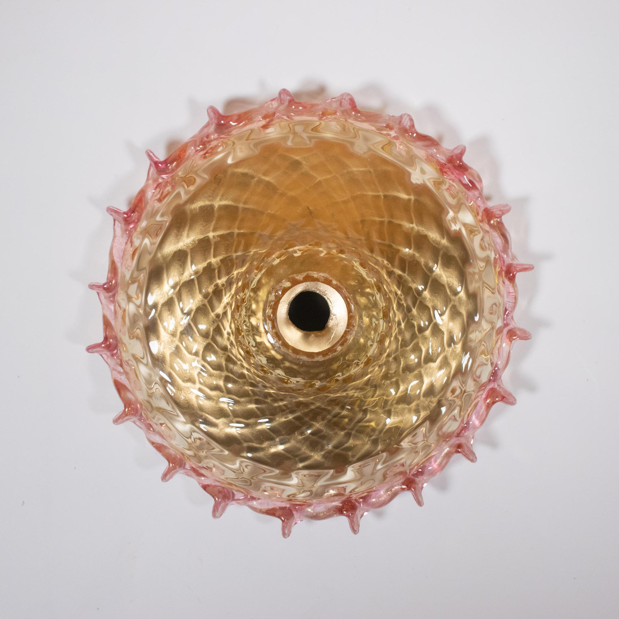 Mid Century Baroque Style Murano Chandelier with Golden Yellow Rapberry Pink 3