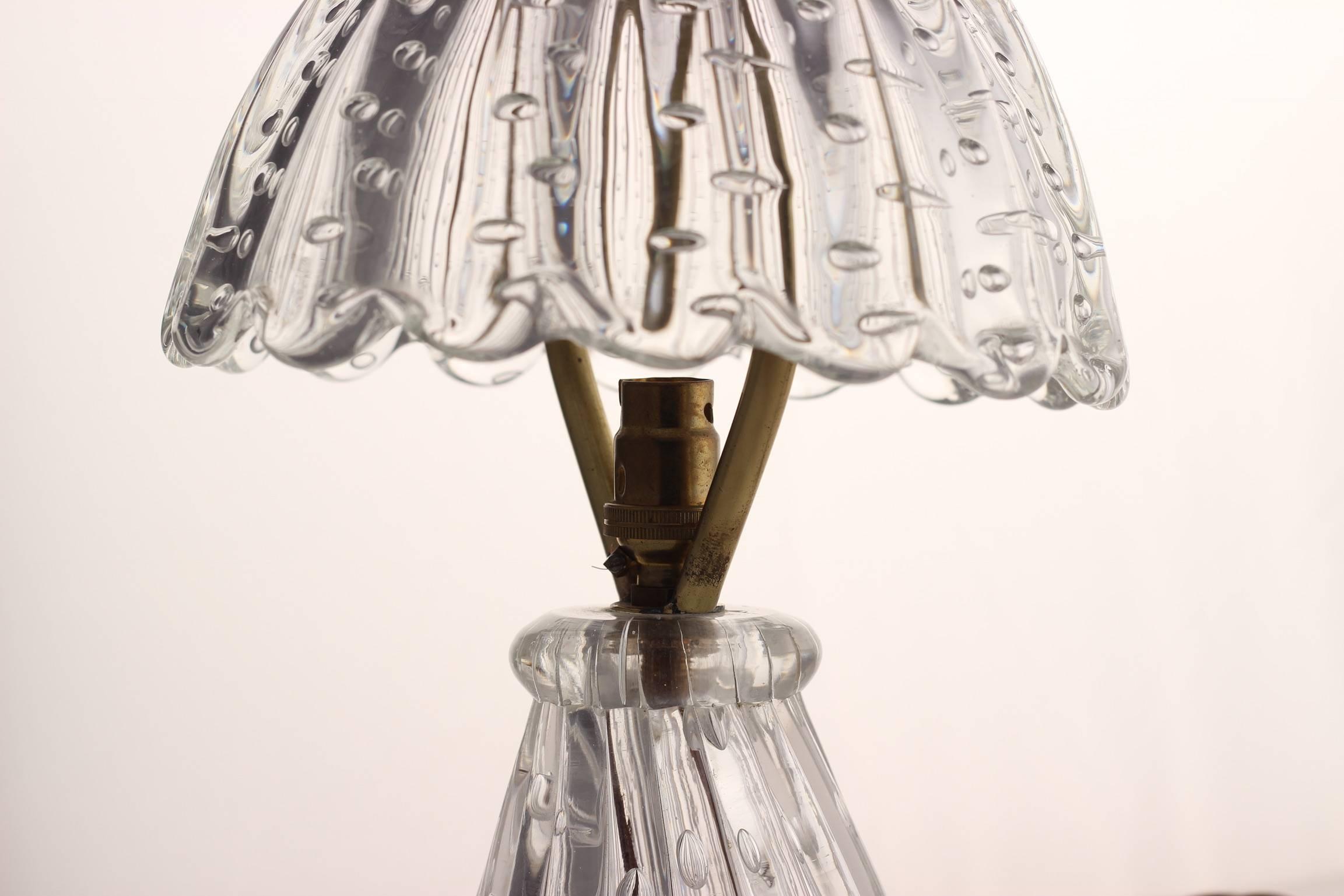 Midcentury Barovier Mushroom Glass Table Lamp In Good Condition In London, GB