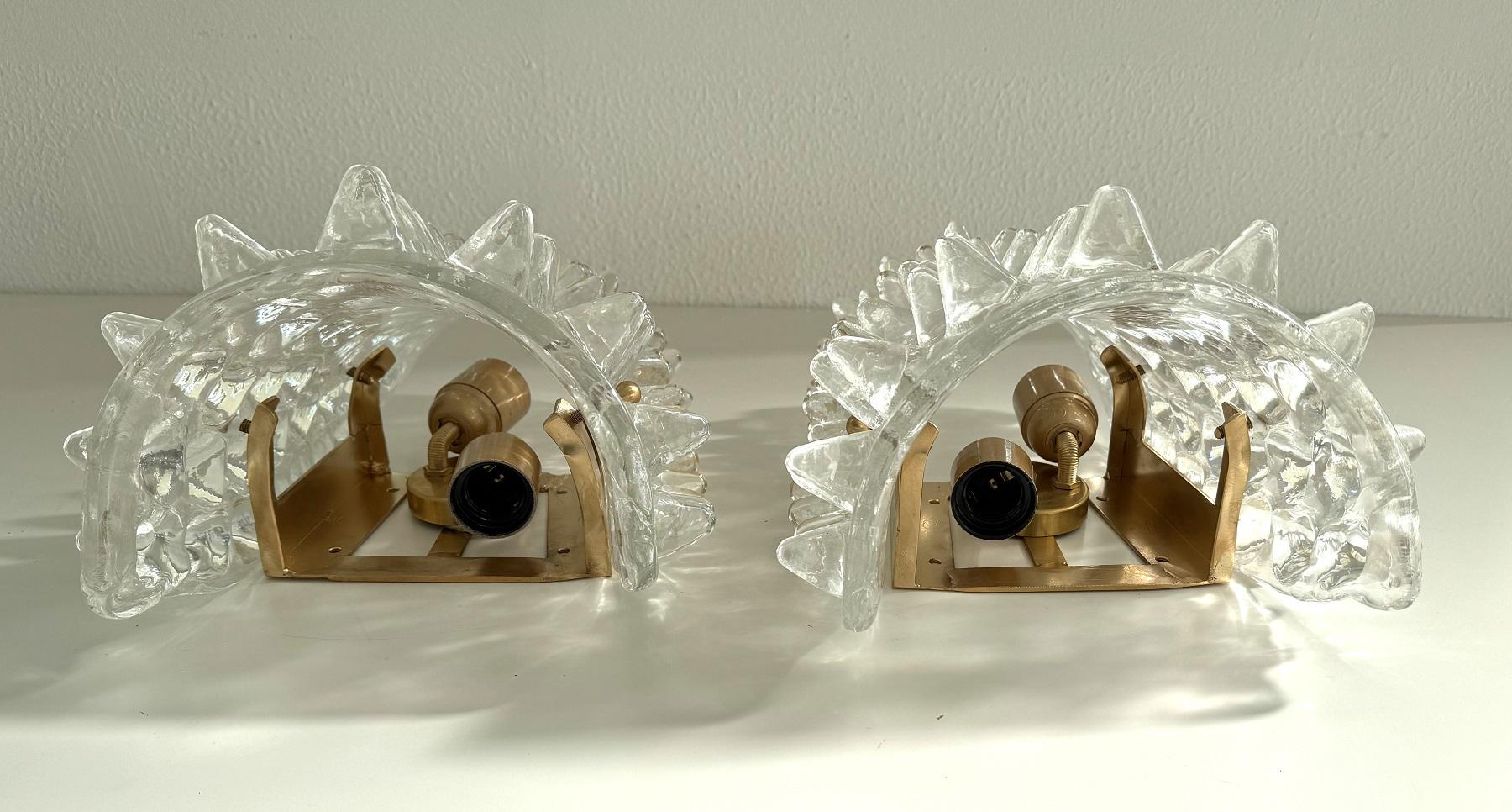 Appliques murales en verre Murano Rostrato de style Barovier du milieu du siècle, ensemble de deux, 1990 en vente 3