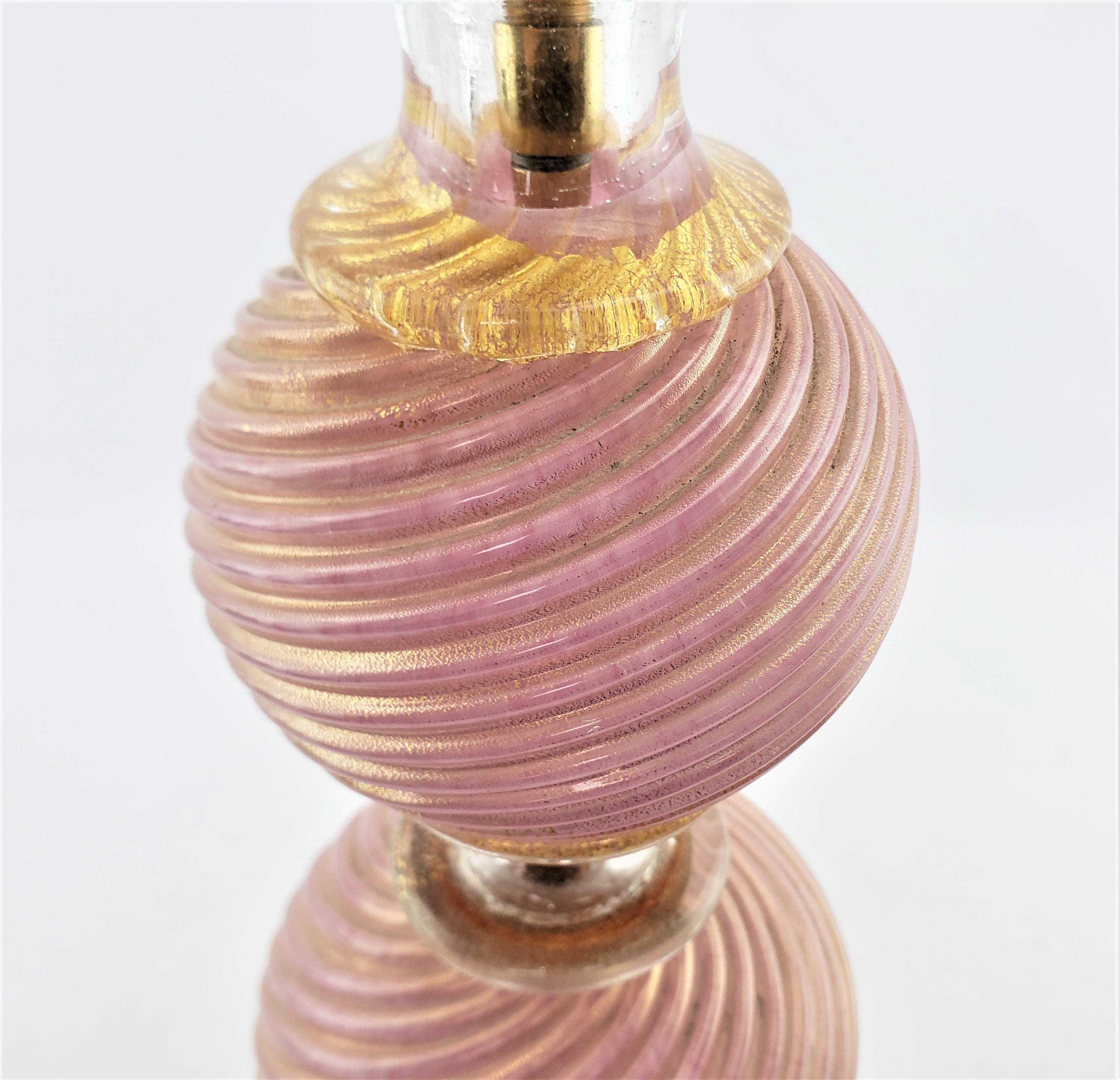 Lámpara de sobremesa de cristal de Murano estilo Barovier de mediados de siglo en arándano y oro en venta 9