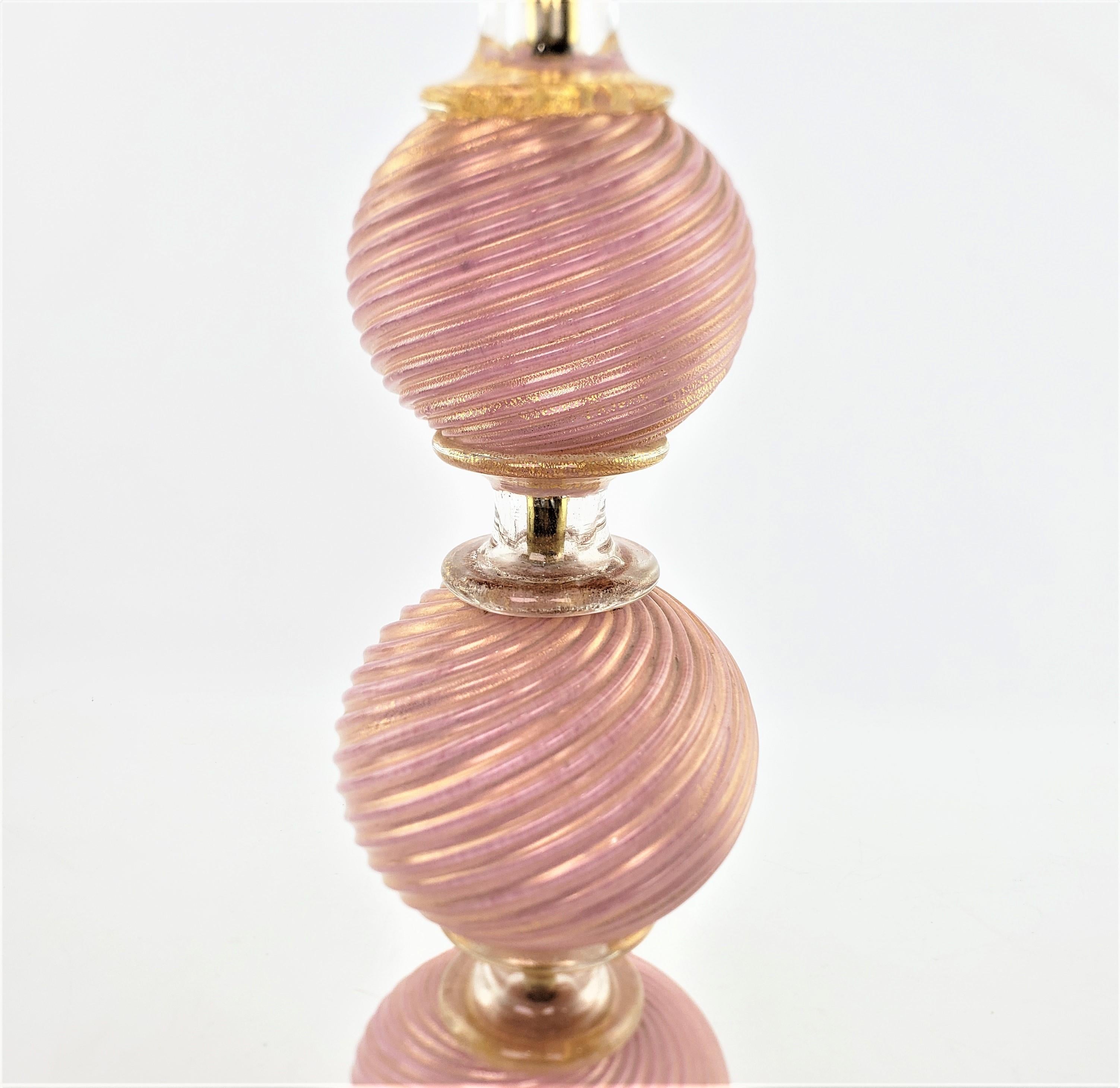 Lámpara de sobremesa de cristal de Murano estilo Barovier de mediados de siglo en arándano y oro en venta 10
