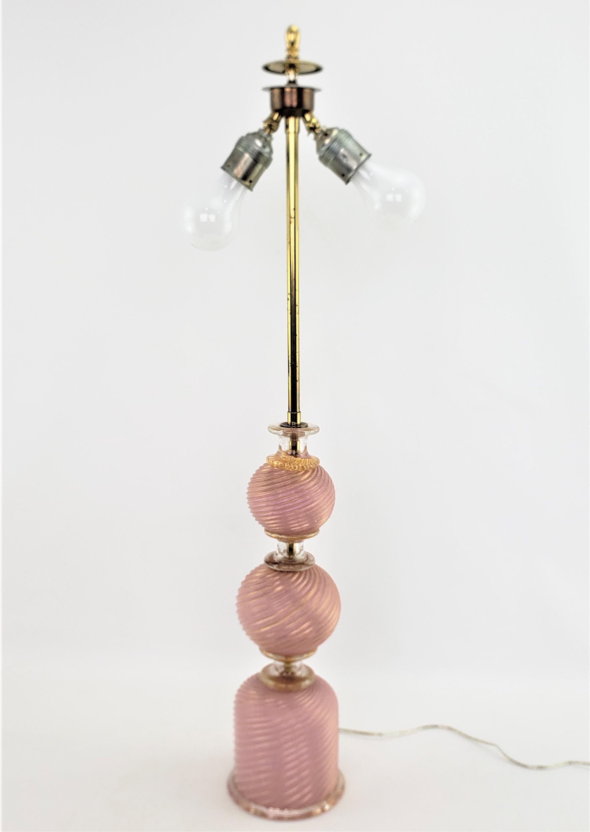 Lámpara de sobremesa de cristal de Murano estilo Barovier de mediados de siglo en arándano y oro Moderno de mediados de siglo en venta