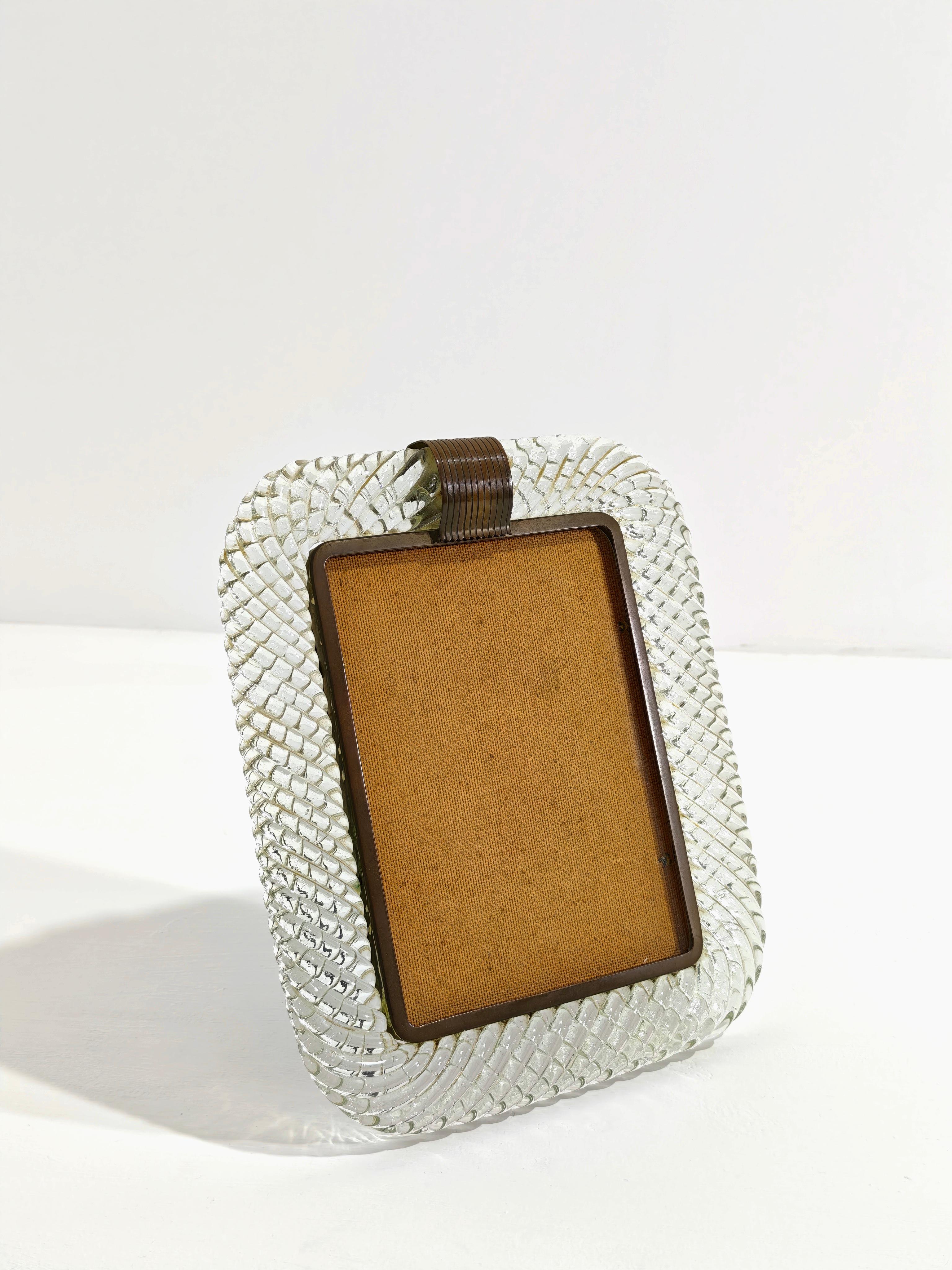 Mid-Century Barovier & Toso Brass and Murano Glass Picture Frame Italy 50s For Sale 9