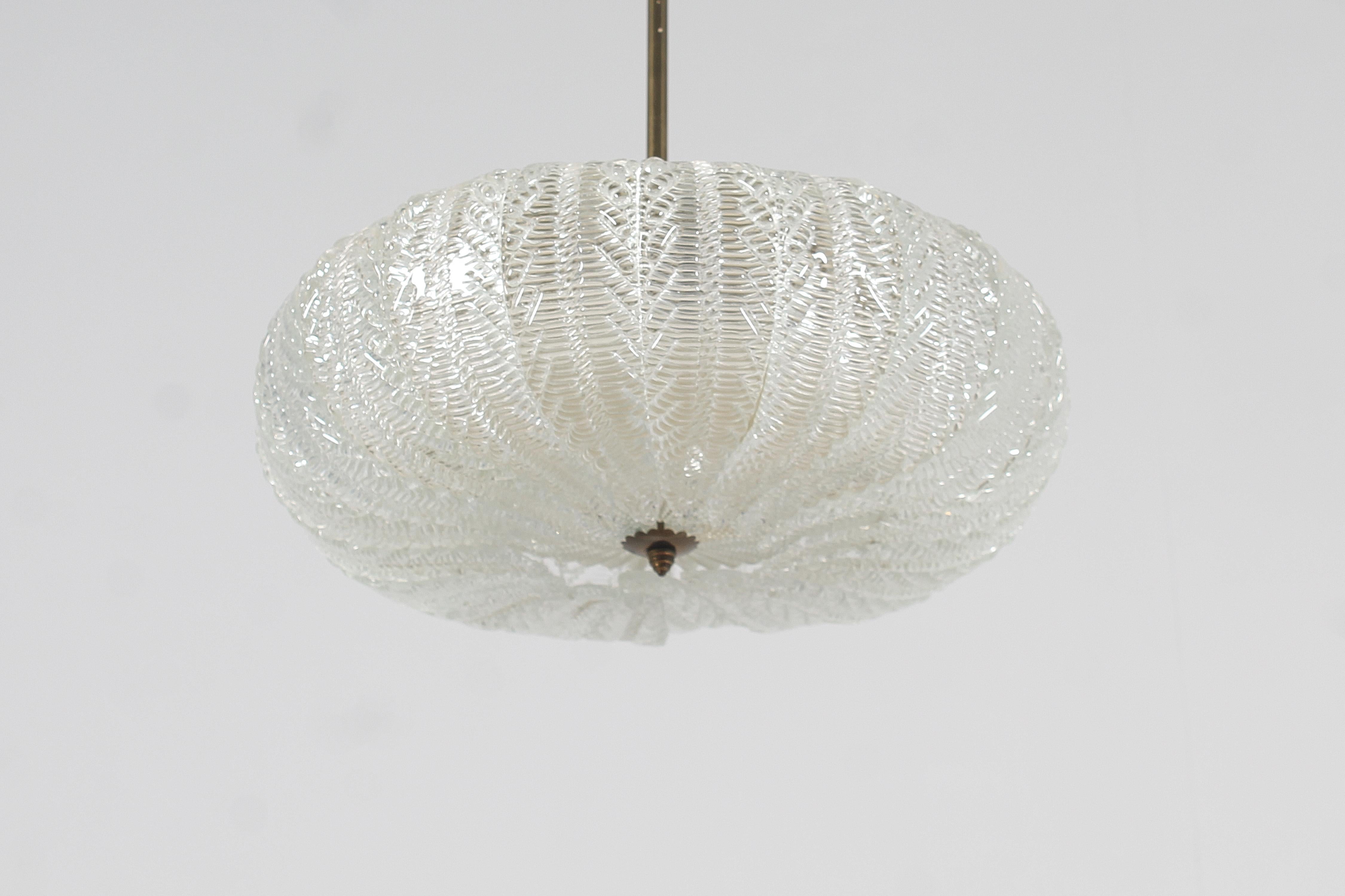 Mid-Century Modern Mid-Century Barovier & Toso Handcrafted Murano Glass Chandelier 40s Italy