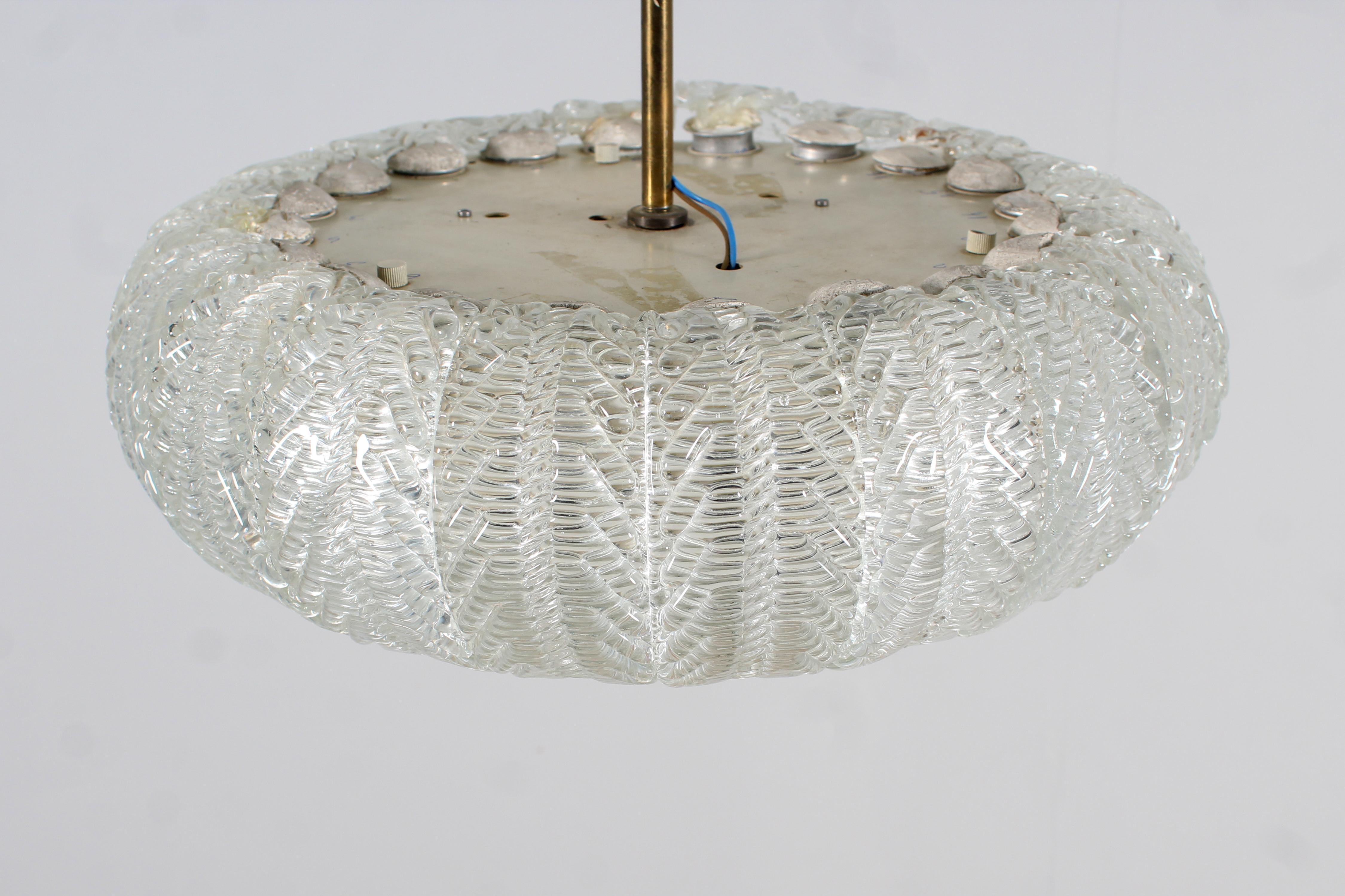 Mid-20th Century Mid-Century Barovier & Toso Handcrafted Murano Glass Chandelier 40s Italy
