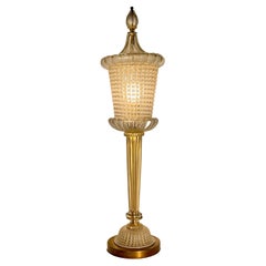 Mid-Century Barovier & Toso Murano Art Glass Table Lamp with Gold Inclusions