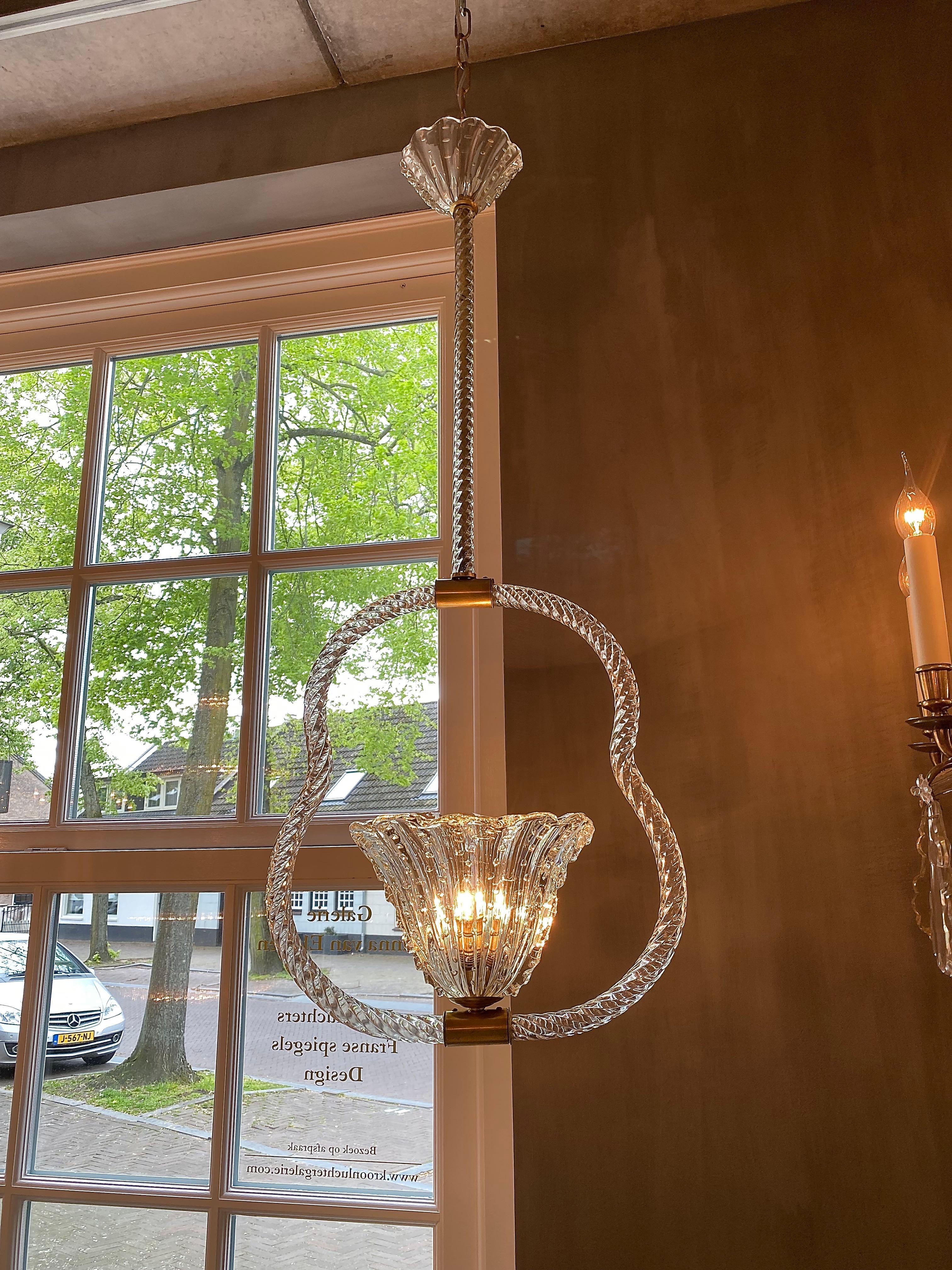 Mid-century Barovier & Toso Murano glass chandelier For Sale 5