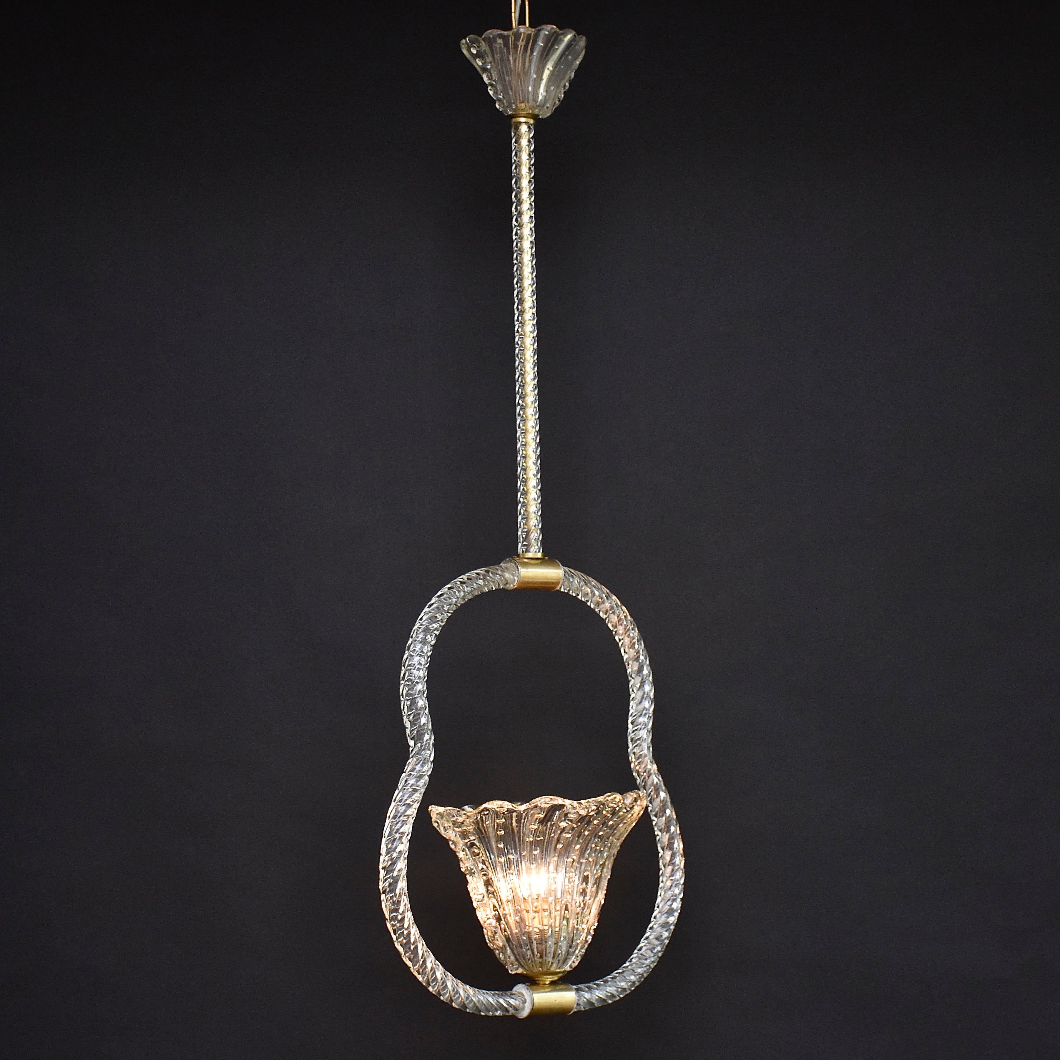 Mid-Century Modern Mid-century Barovier & Toso Murano glass chandelier For Sale