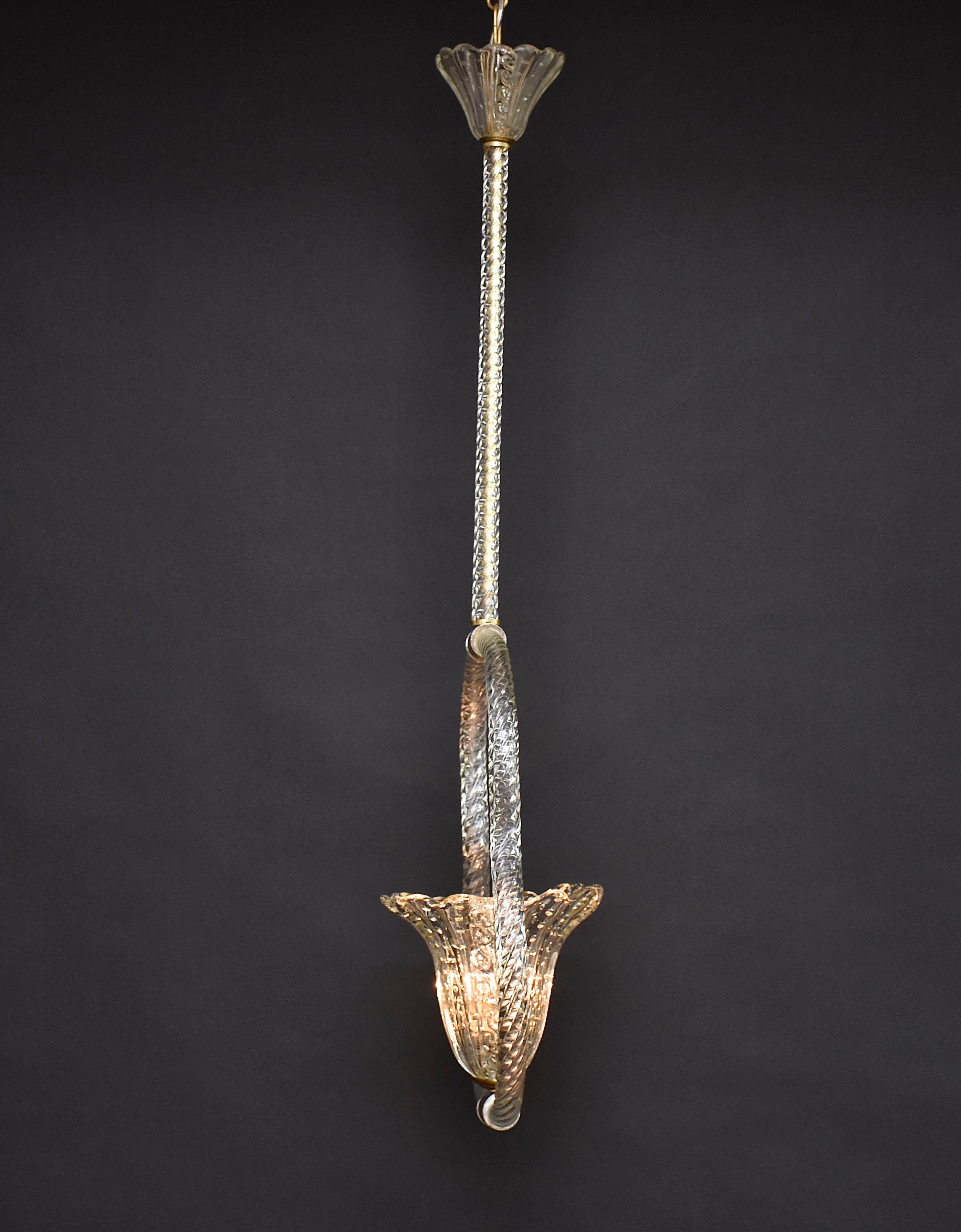 Italian Mid-century Barovier & Toso Murano glass chandelier For Sale