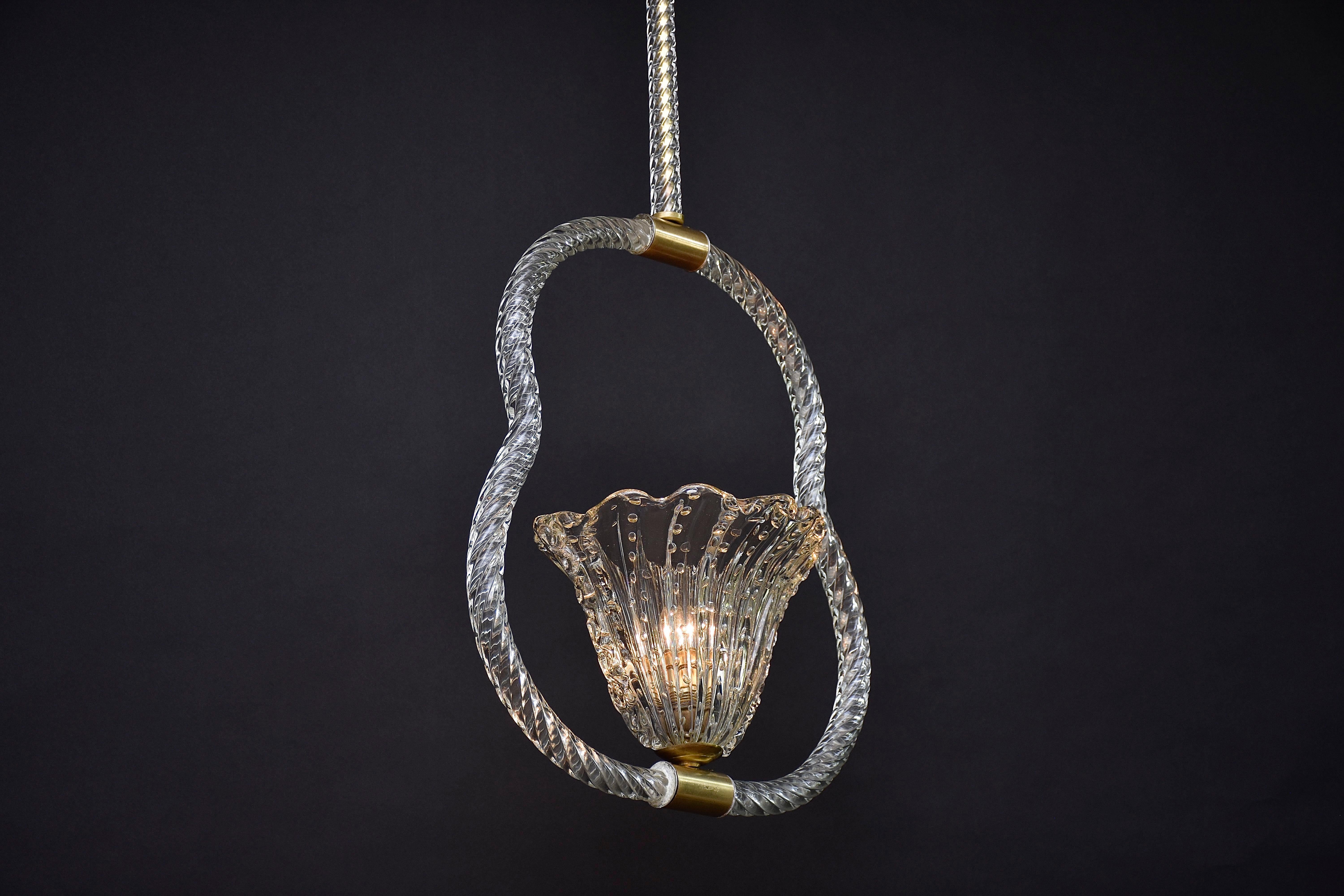 20th Century Mid-century Barovier & Toso Murano glass chandelier For Sale