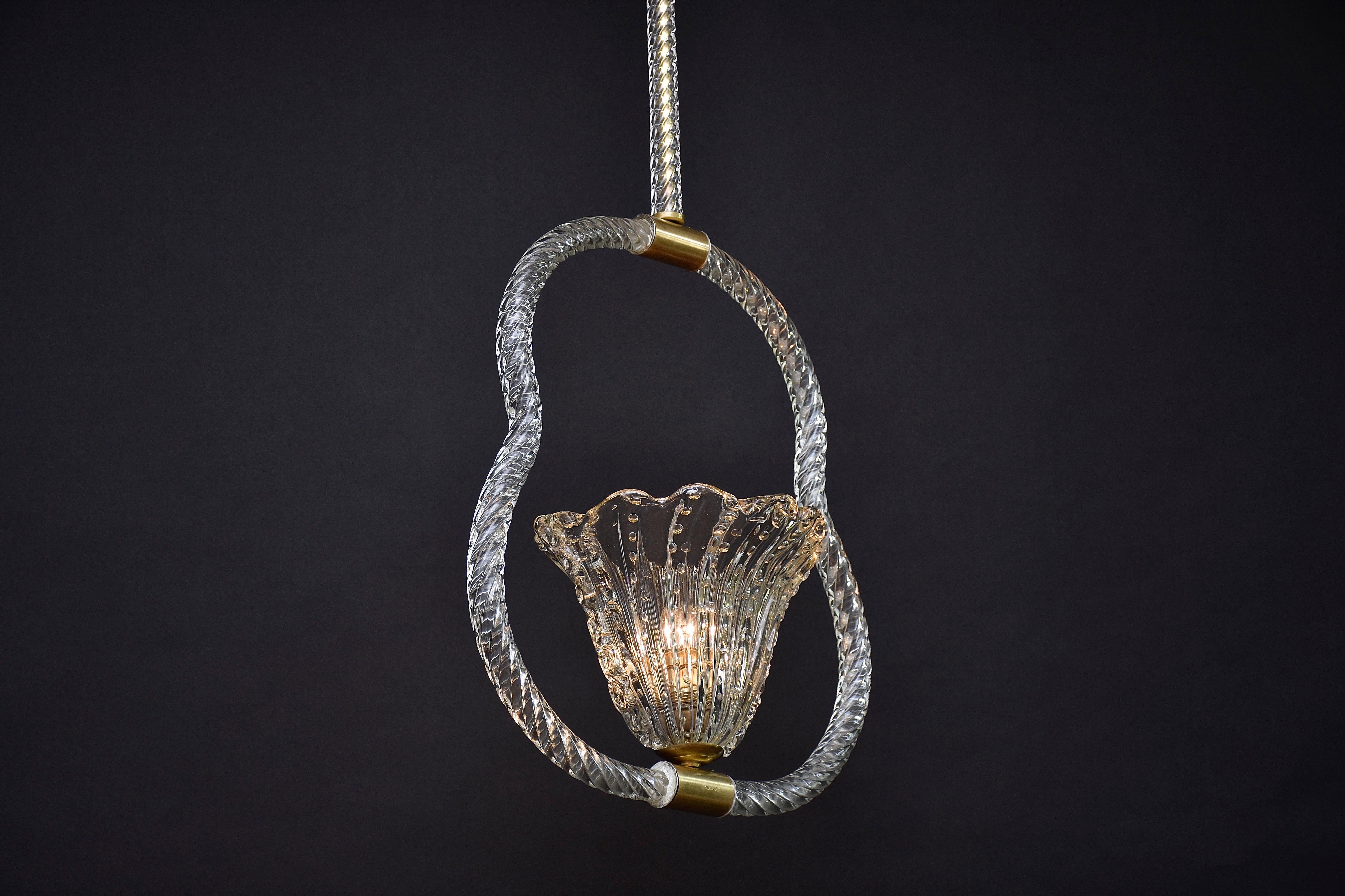 20ième siècle Barovier&Toso, lustre en verre de Murano du milieu du siècle, Italie