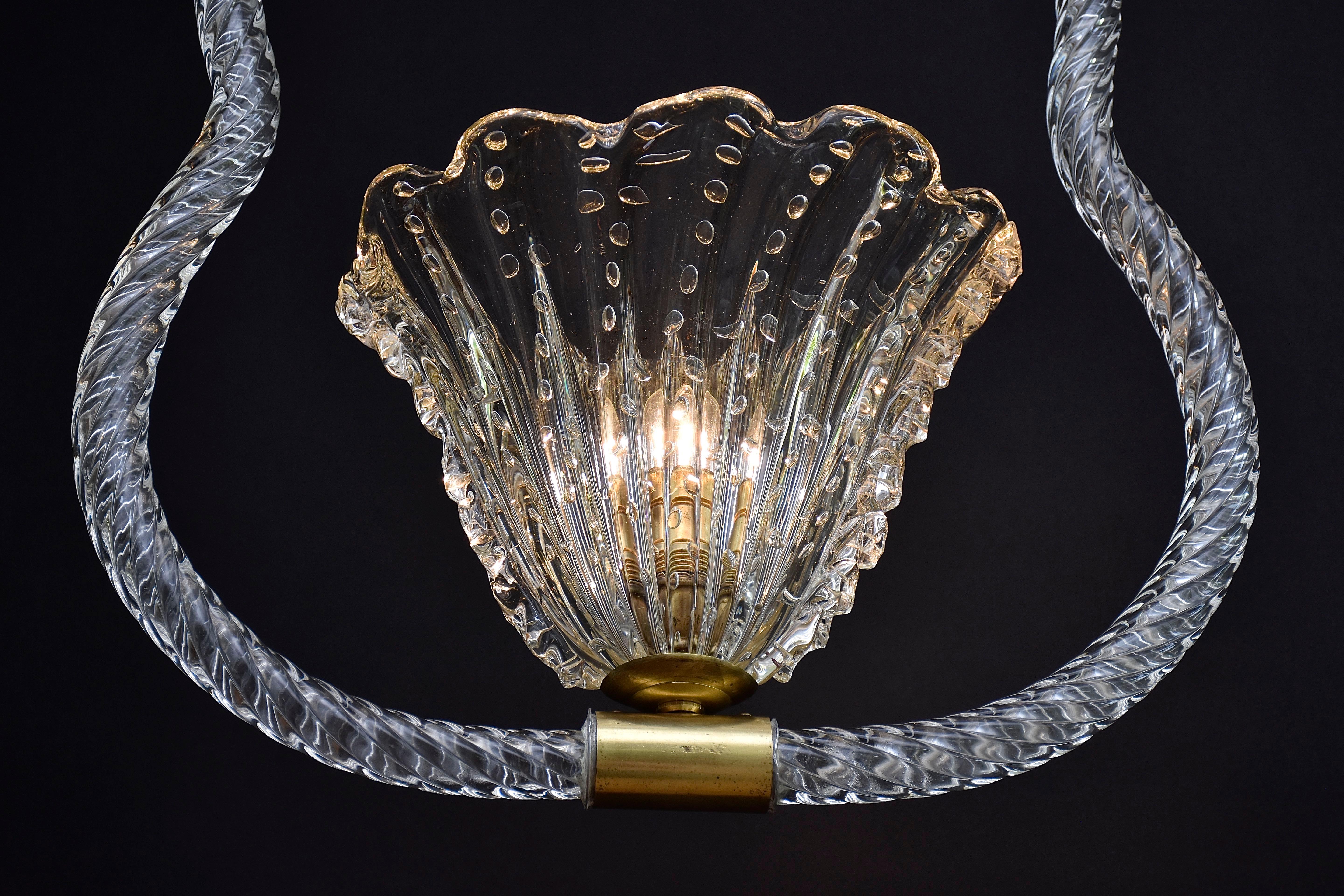 Mid-century Barovier & Toso Murano glass chandelier For Sale 1