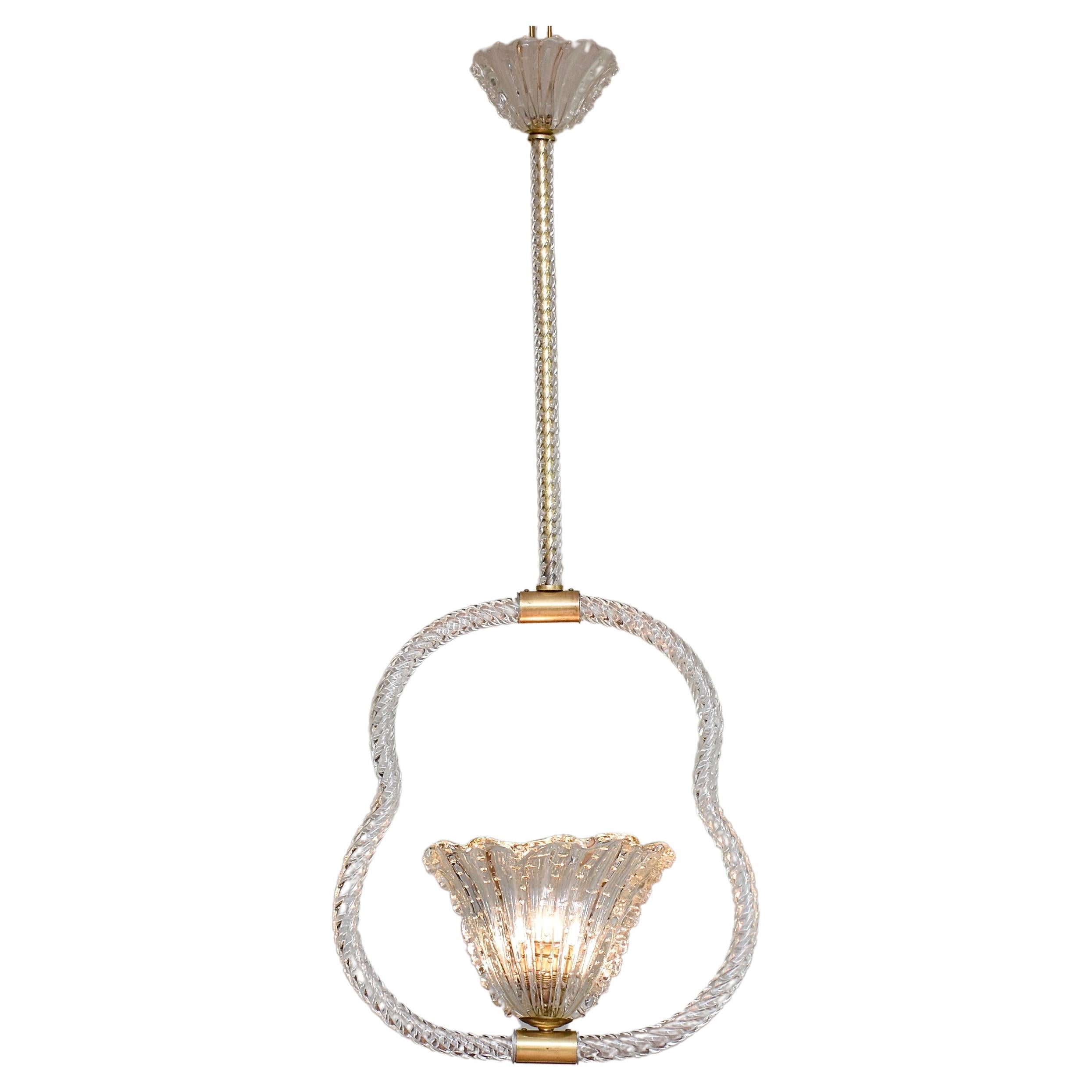 Mid-century Barovier & Toso Murano glass chandelier For Sale