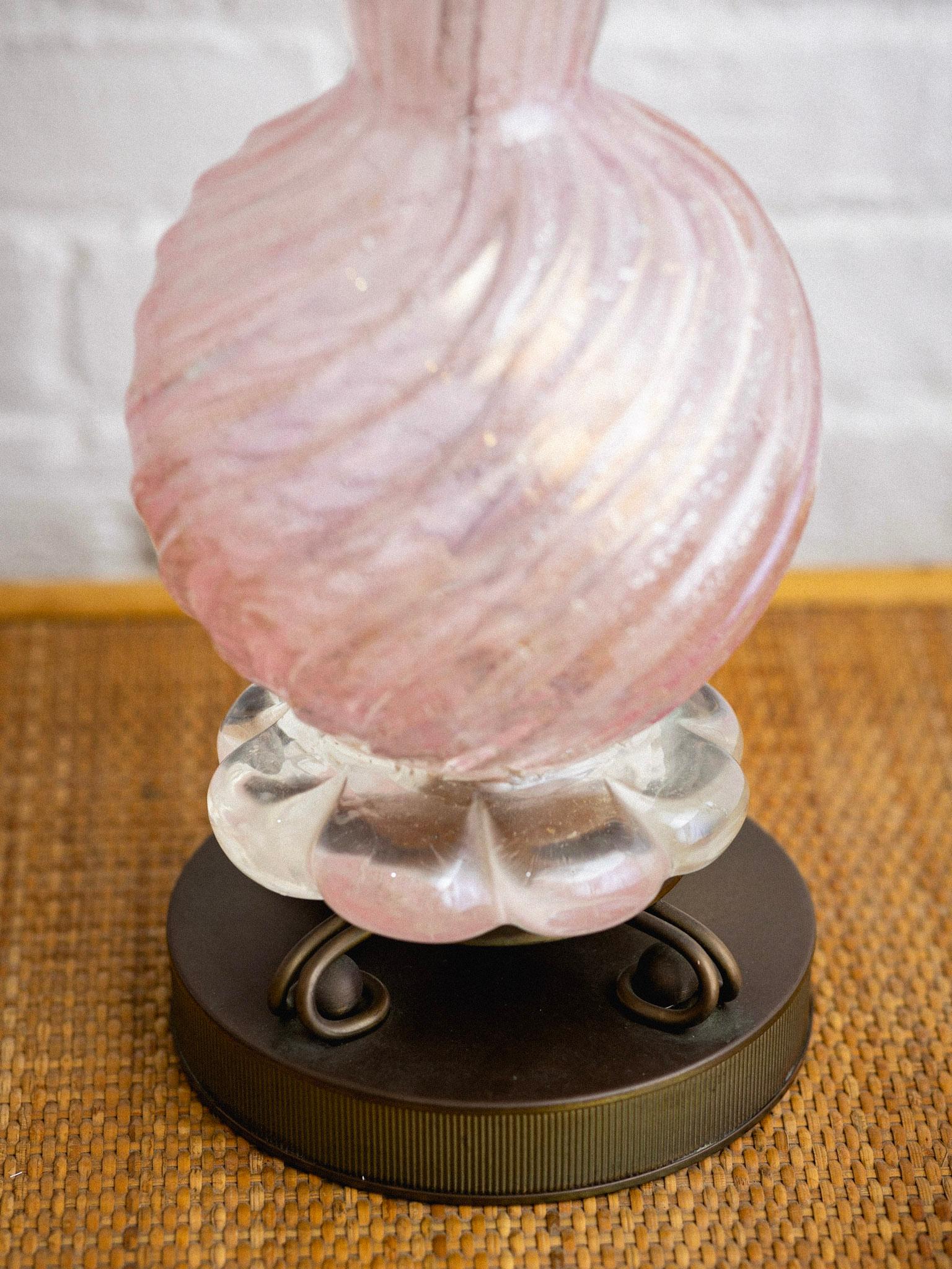 Midcentury Barovier & Toso Murano Glass Lamp In Good Condition For Sale In Brooklyn, NY