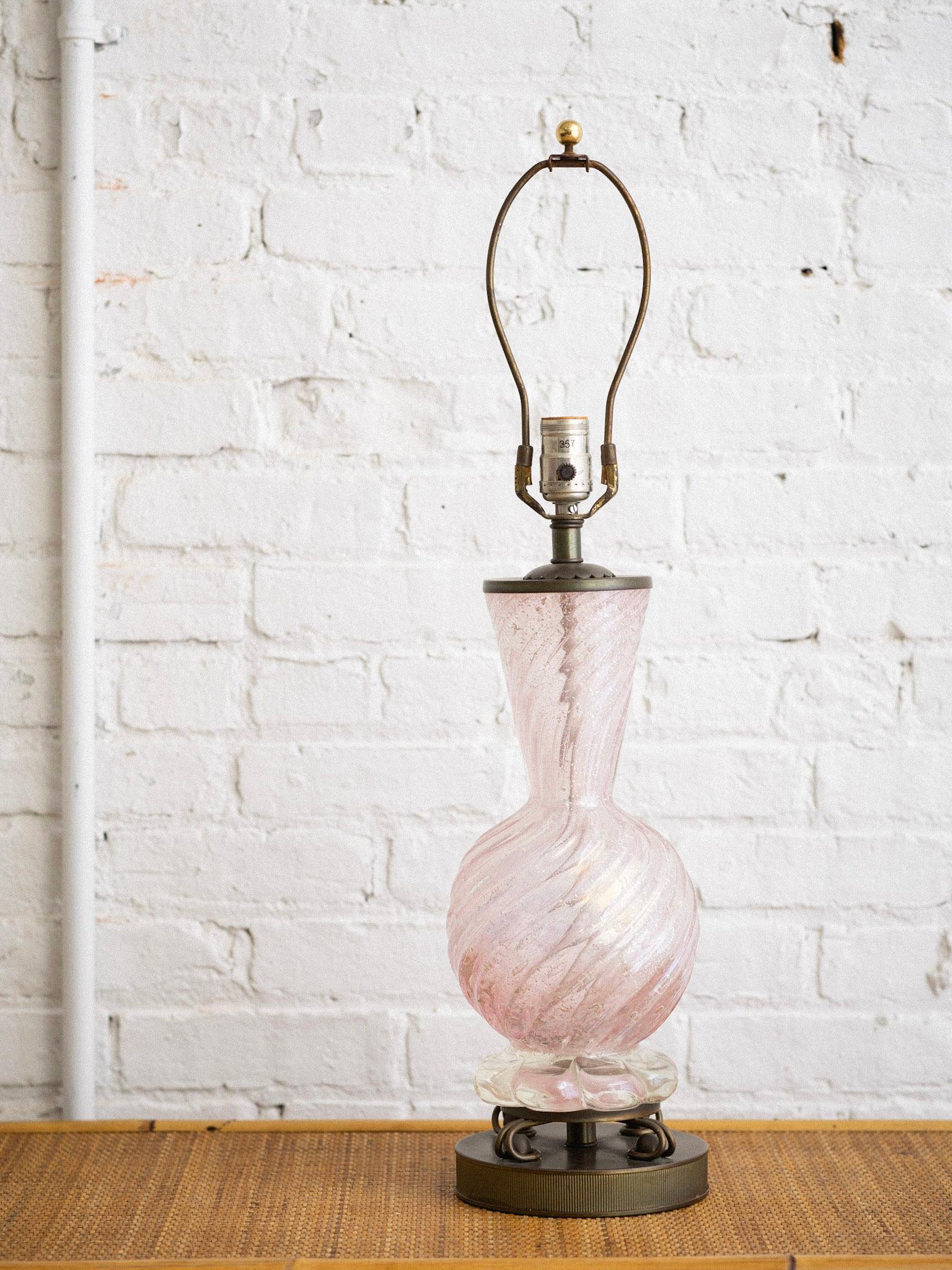 Mid-20th Century Midcentury Barovier & Toso Murano Glass Lamp For Sale