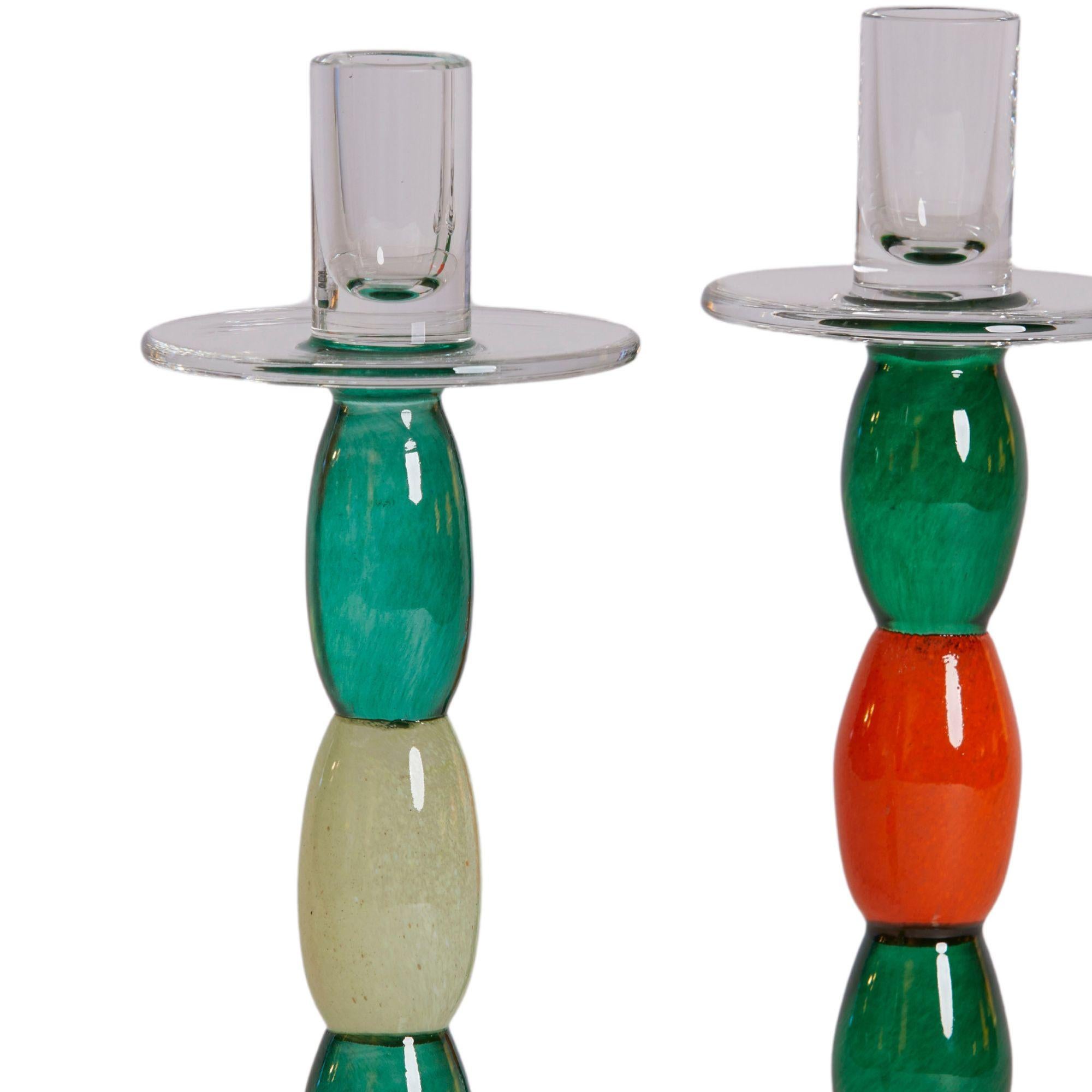 Italy 1970s pair of Barovier & Toso candlestick holders