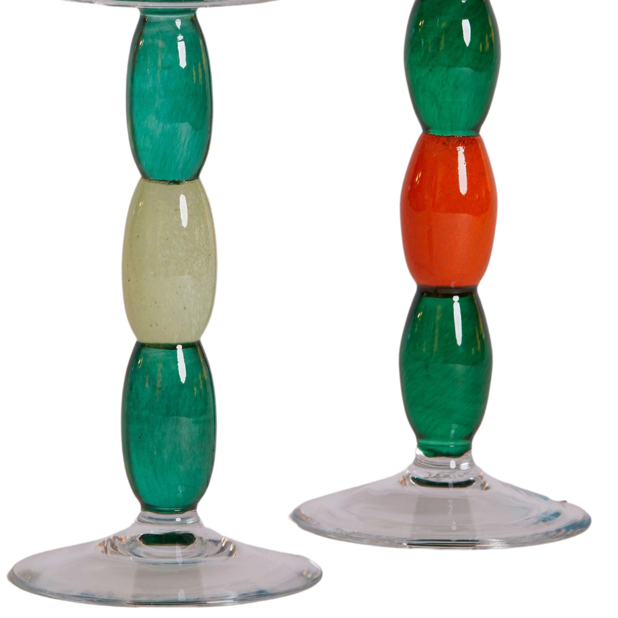 Mid Century Barovier & Toso Pair of Candle Holders, Italy 1970s In Good Condition For Sale In Aspen, CO