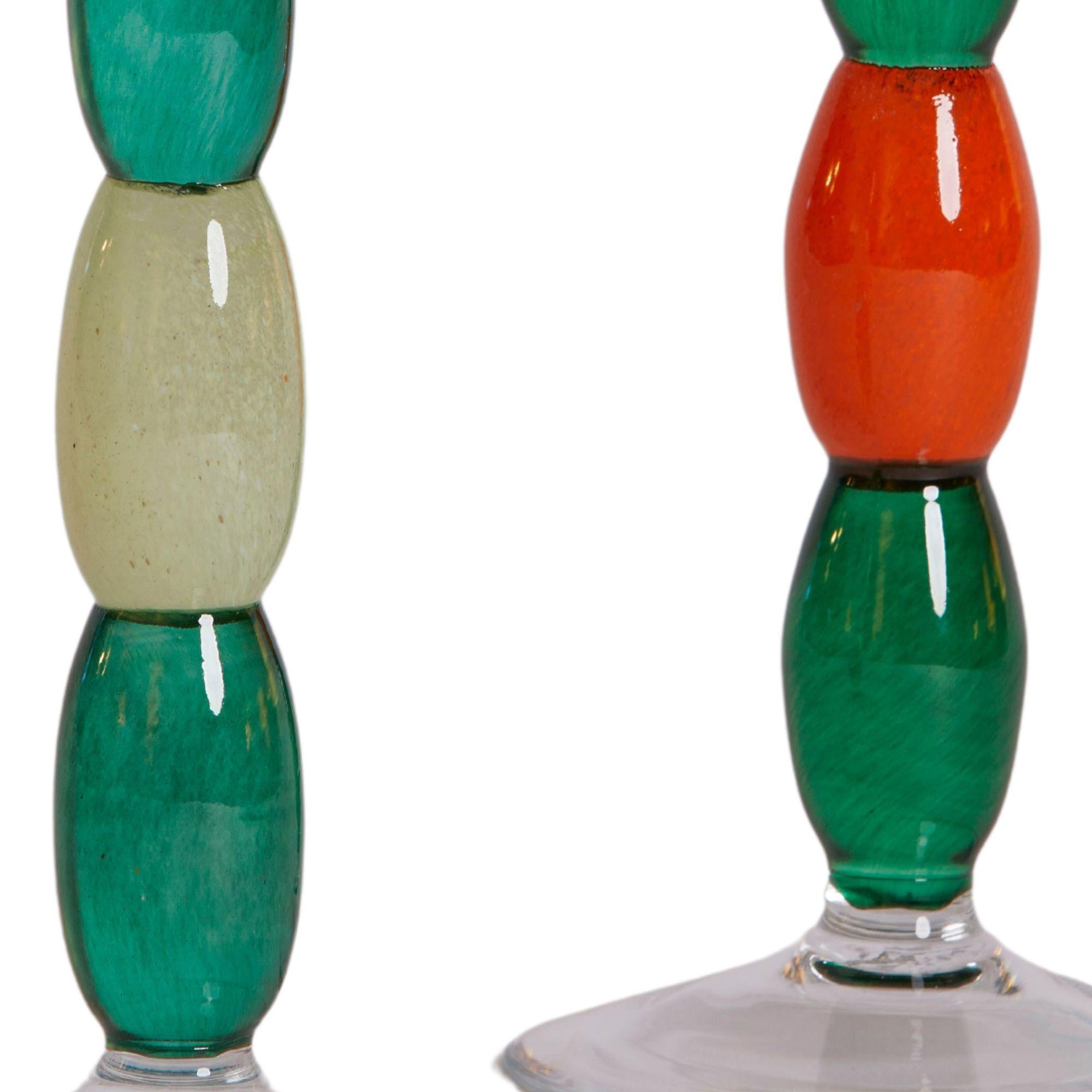 Late 20th Century Mid Century Barovier & Toso Pair of Candle Holders, Italy 1970s For Sale
