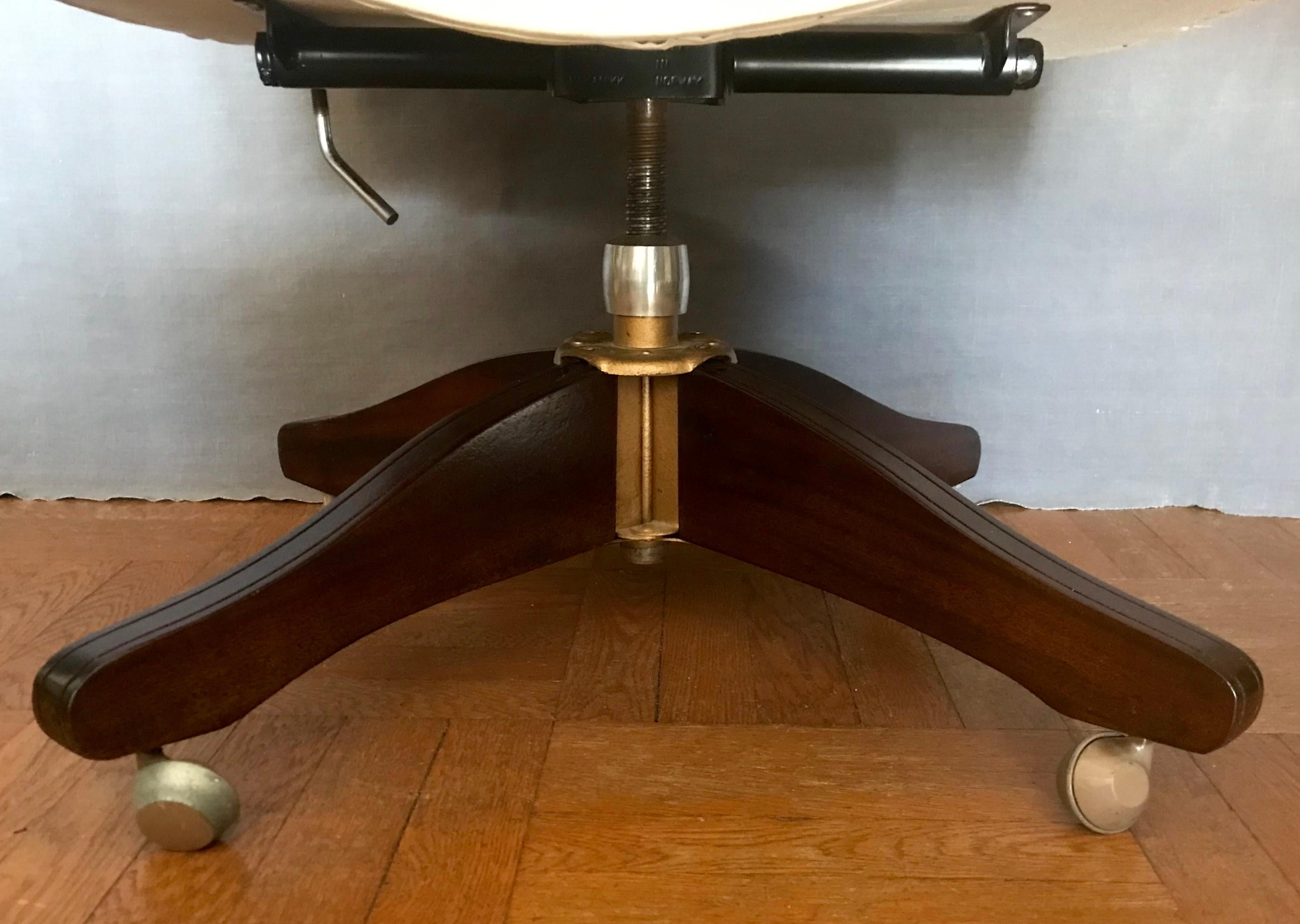 Wood Tufted Swivel Desk Chair