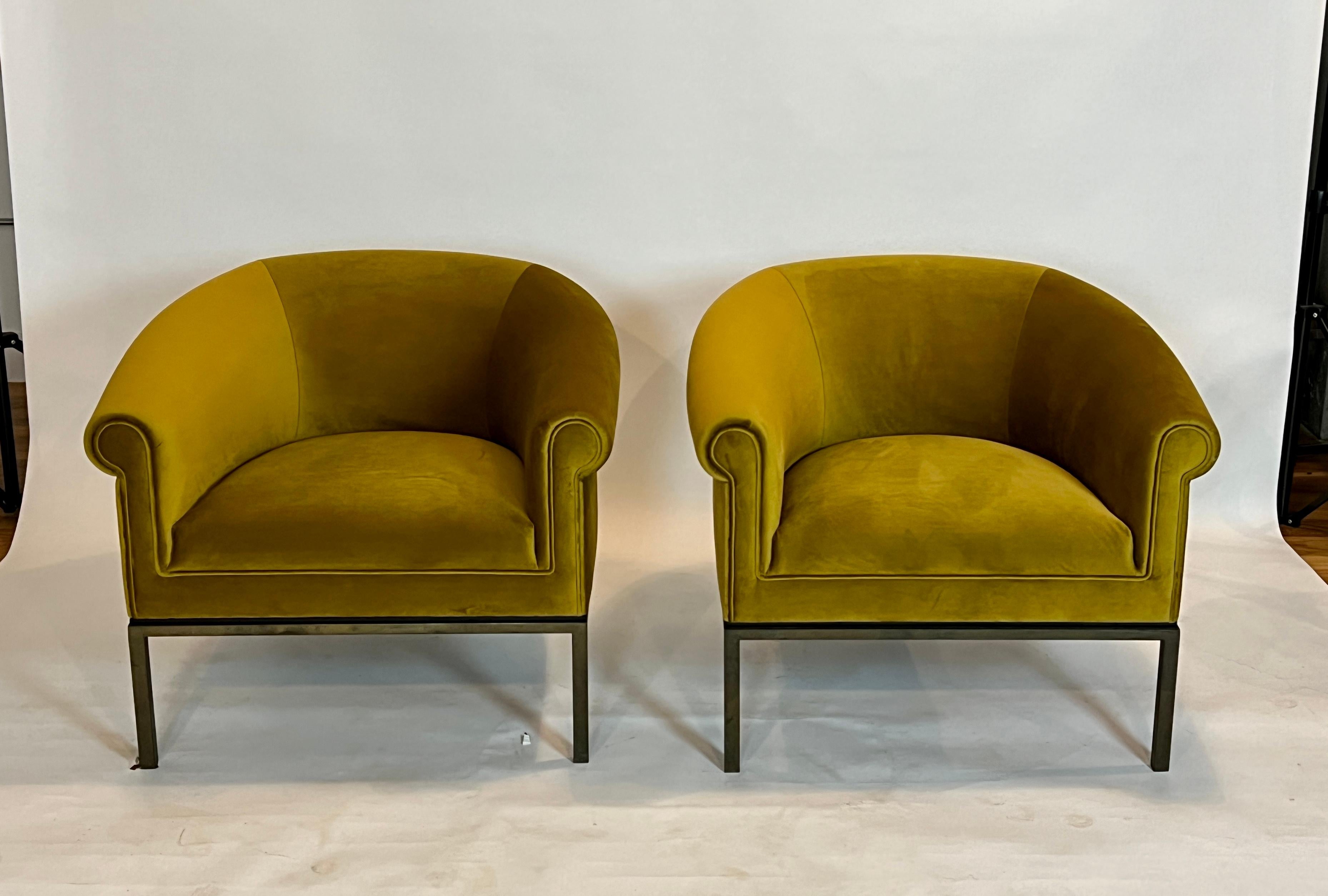 Mid-Century Modern Mid-Century Barrel Chairs by Metropolitan in Green Velvet