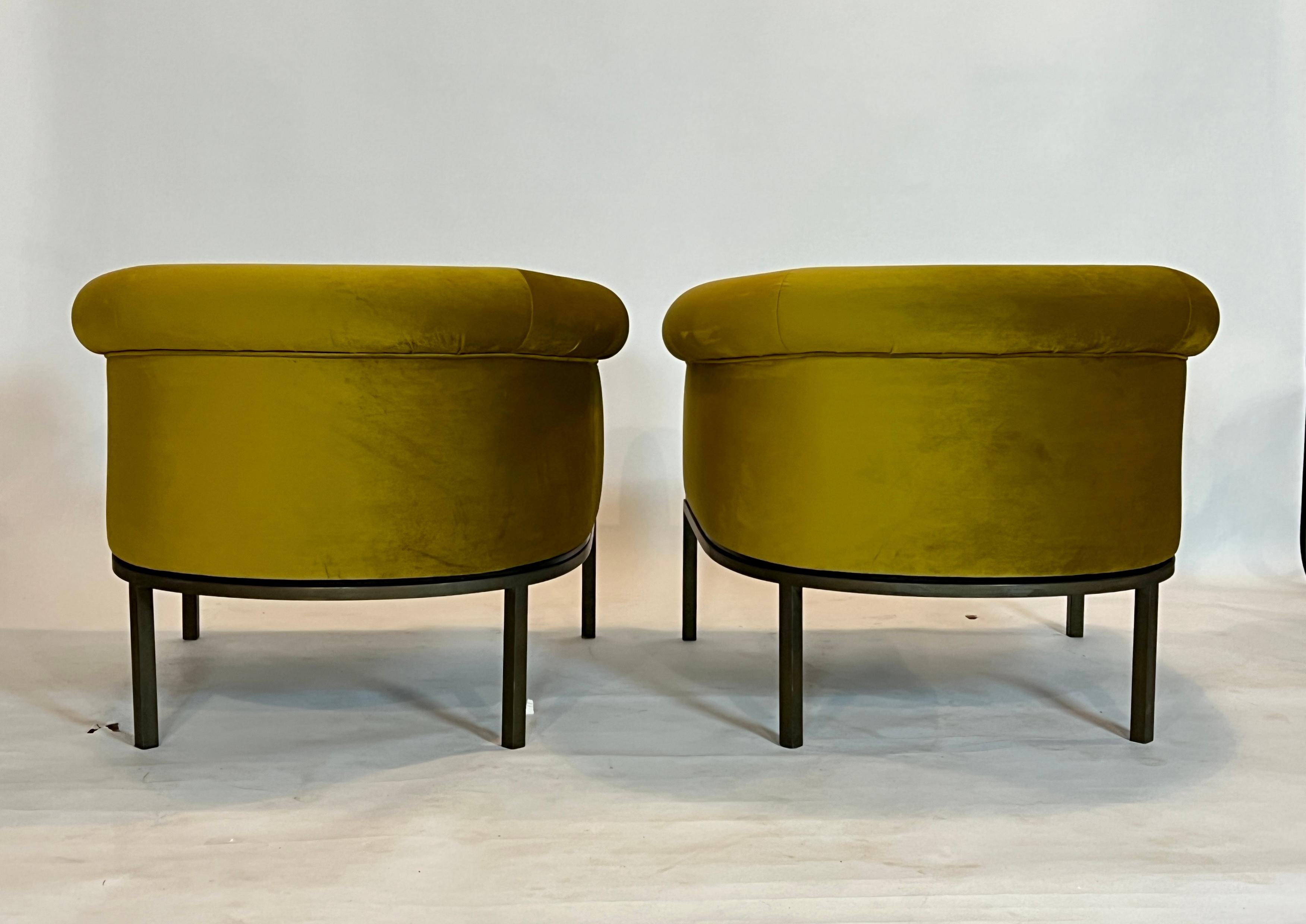 Mid-20th Century Mid-Century Barrel Chairs by Metropolitan in Green Velvet