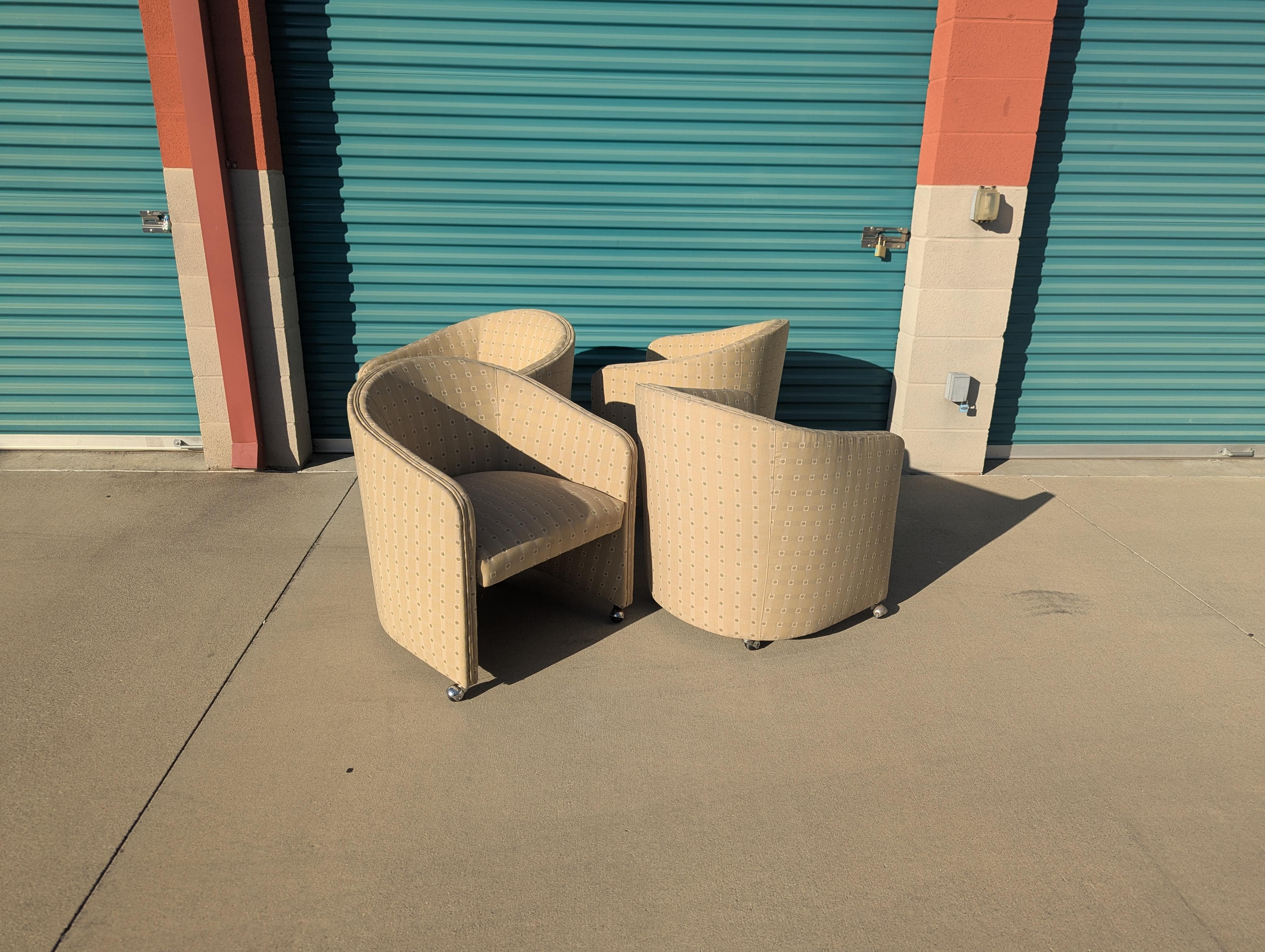 Mid Century Barrel Chairs on Casters, c1970s For Sale 3