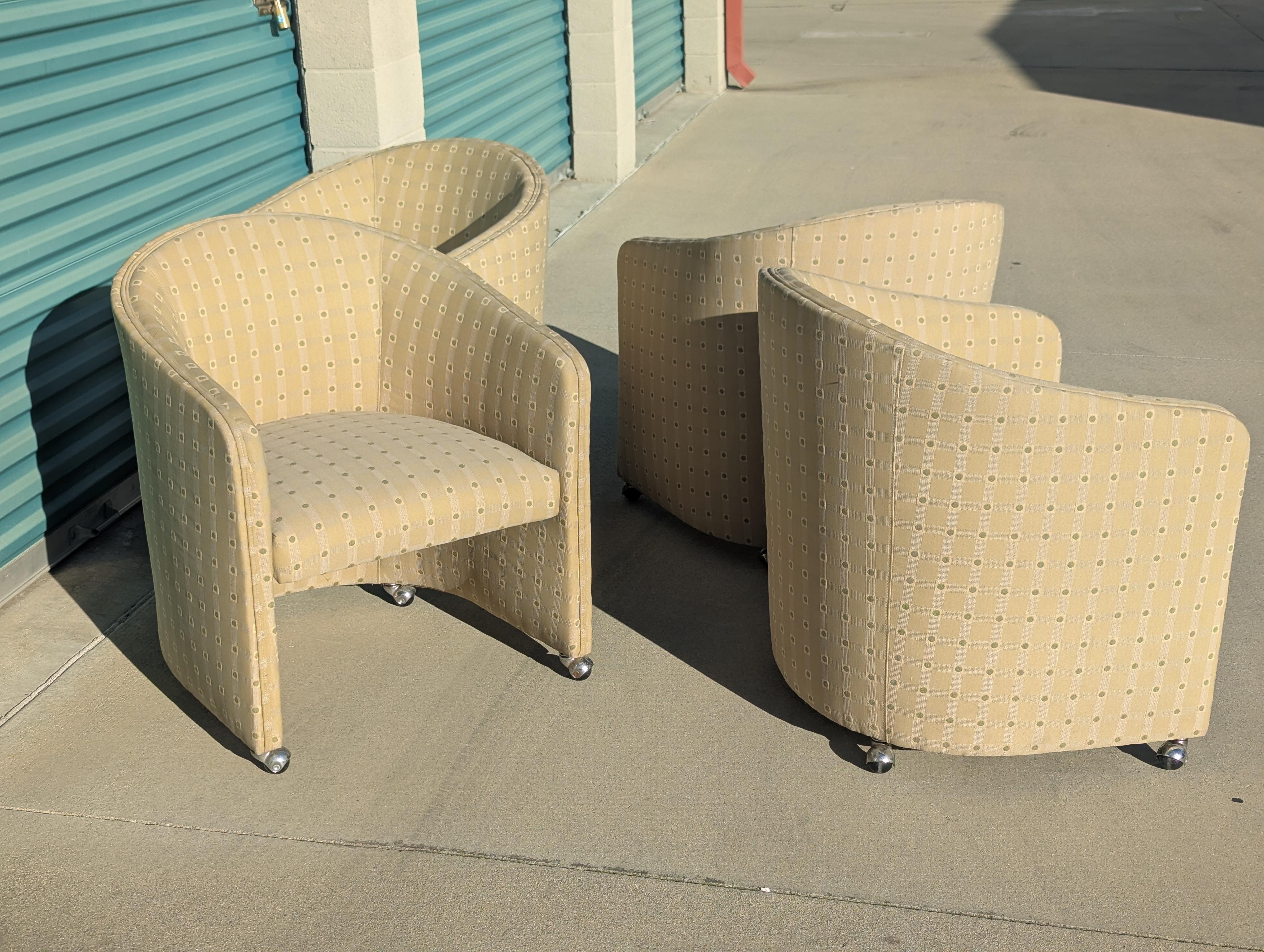 Mid Century Barrel Chairs on Casters, c1970s For Sale 4