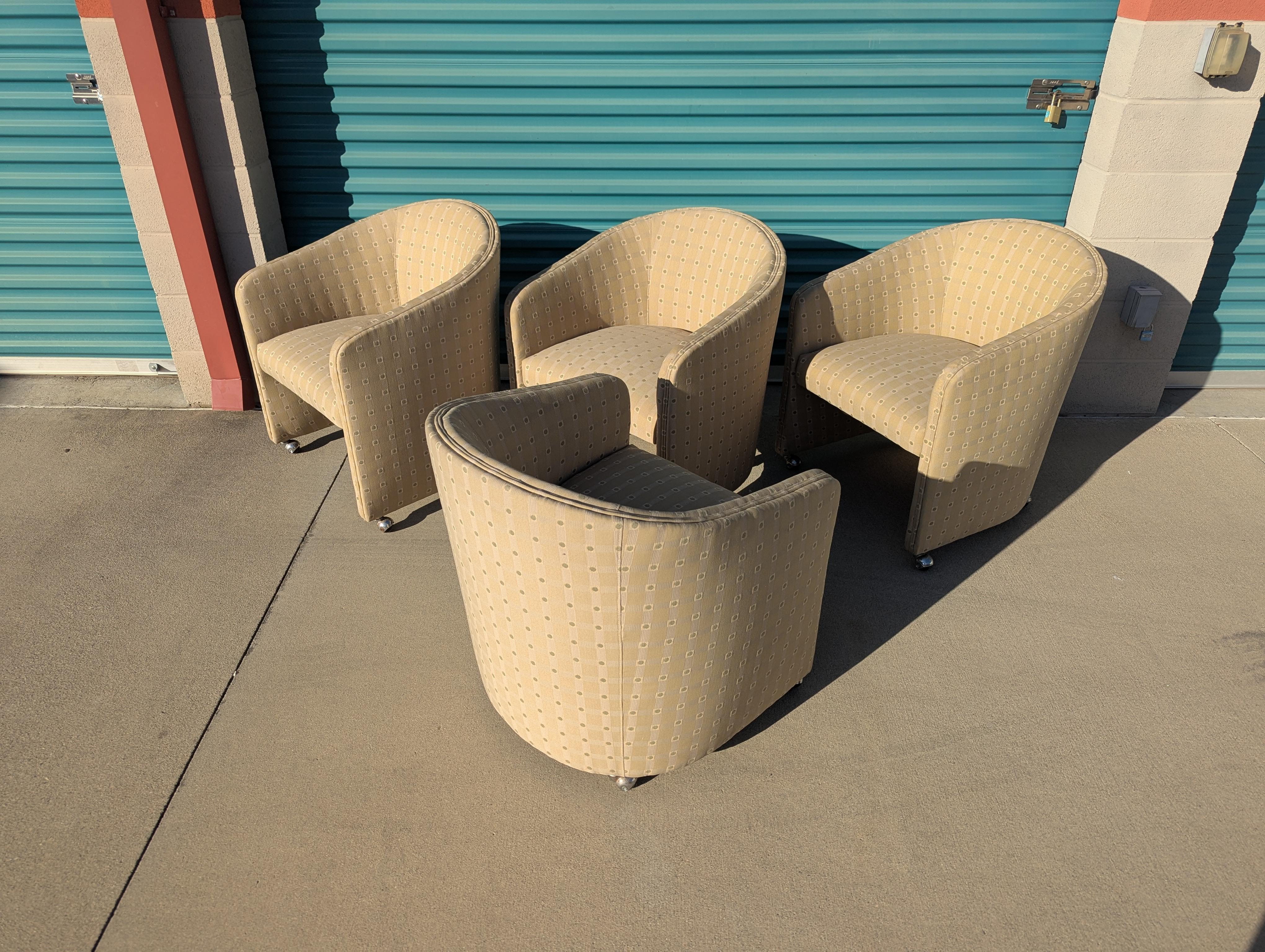 Mid Century Barrel Chairs on Casters, c1970s For Sale 5