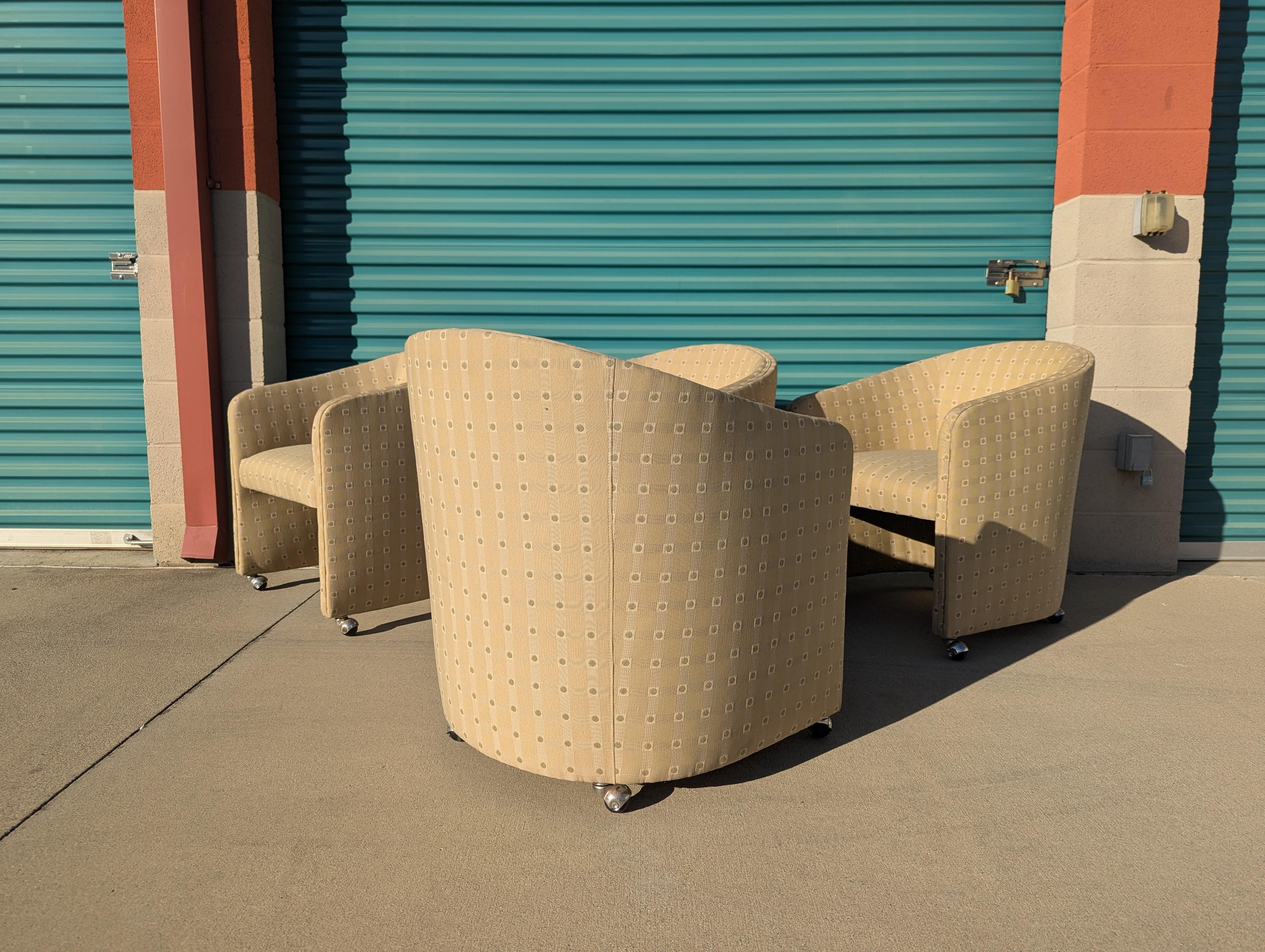 Mid Century Barrel Chairs on Casters, c1970s For Sale 6