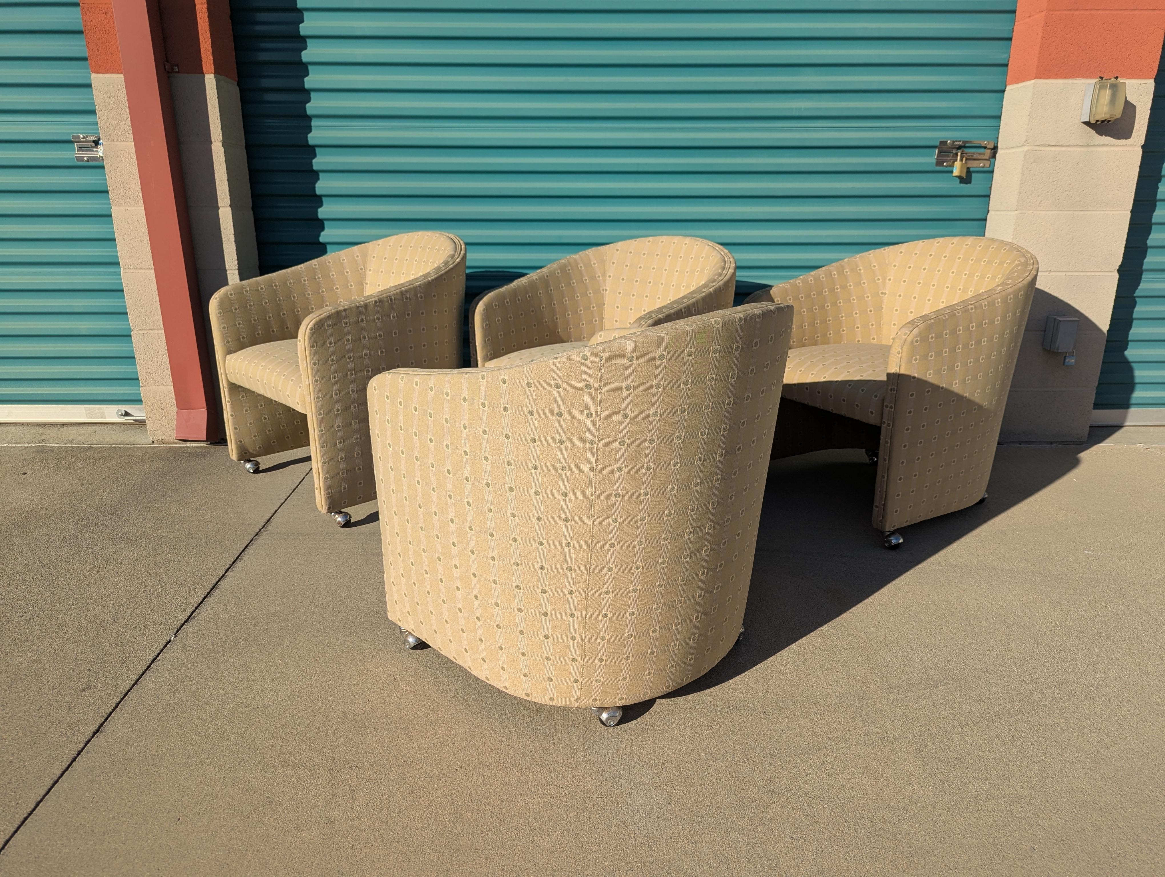 Mid Century Barrel Chairs on Casters, c1970s For Sale 7