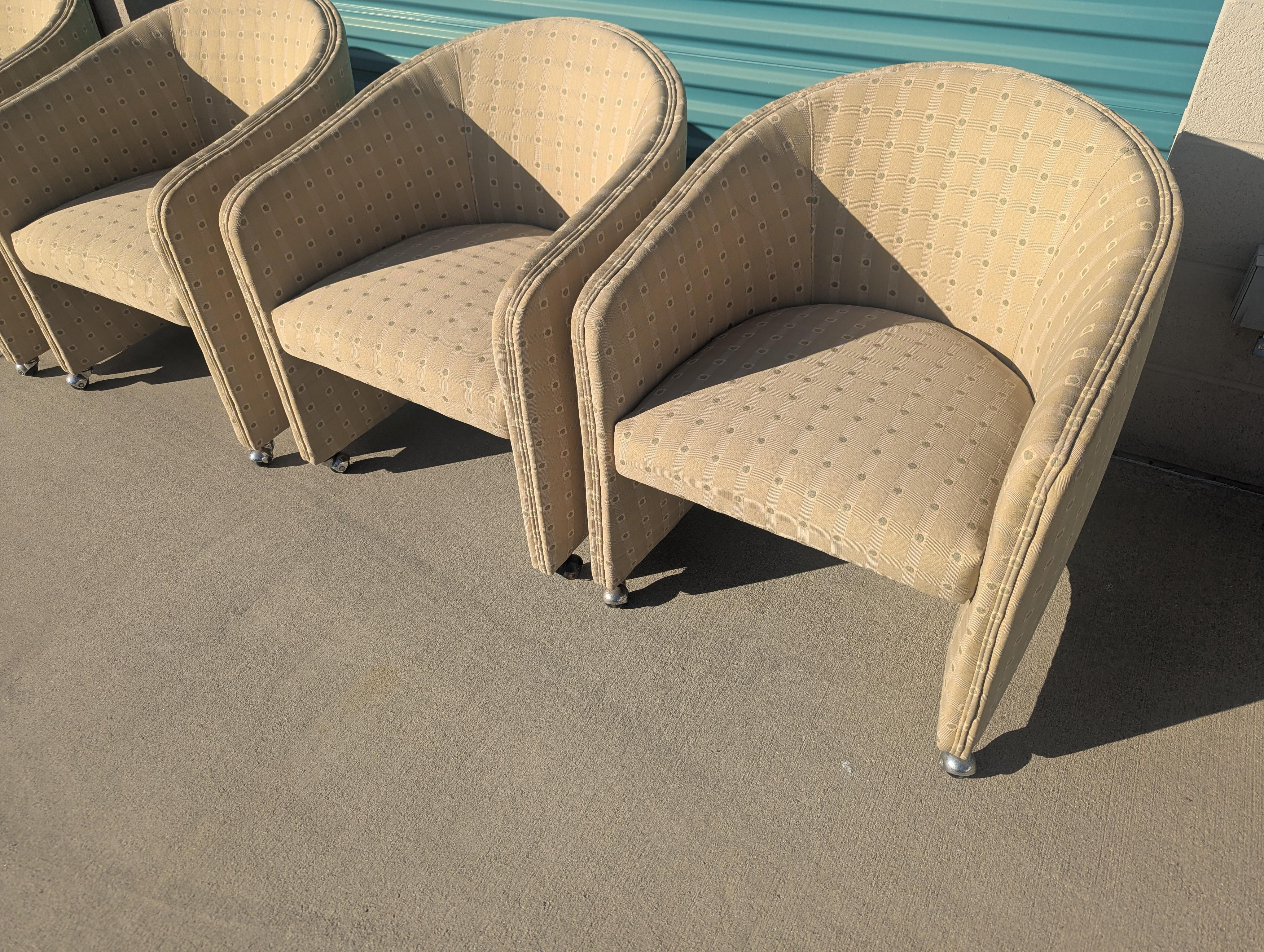 Mid-Century Modern Mid Century Barrel Chairs on Casters, c1970s For Sale