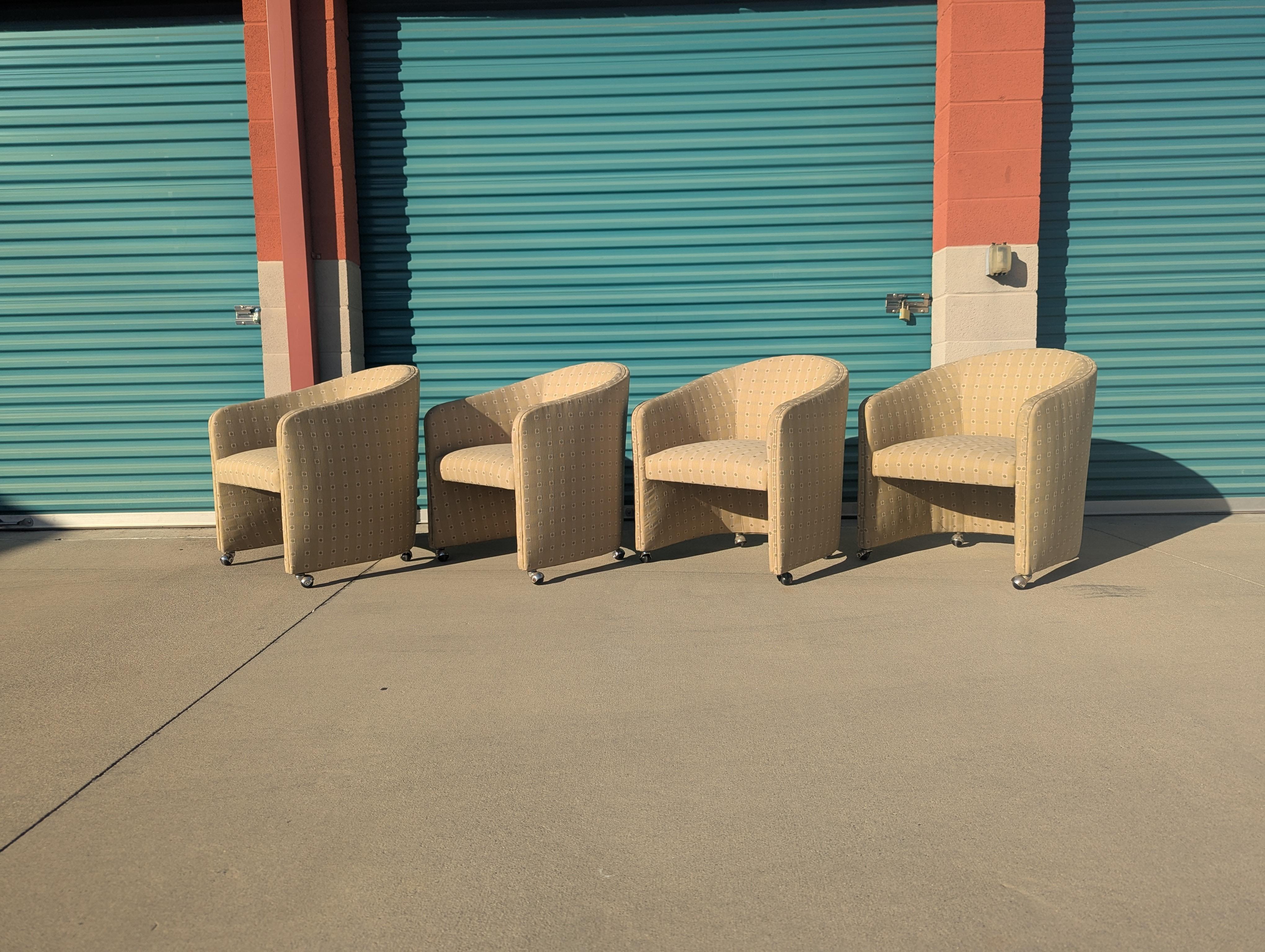 Late 20th Century Mid Century Barrel Chairs on Casters, c1970s For Sale