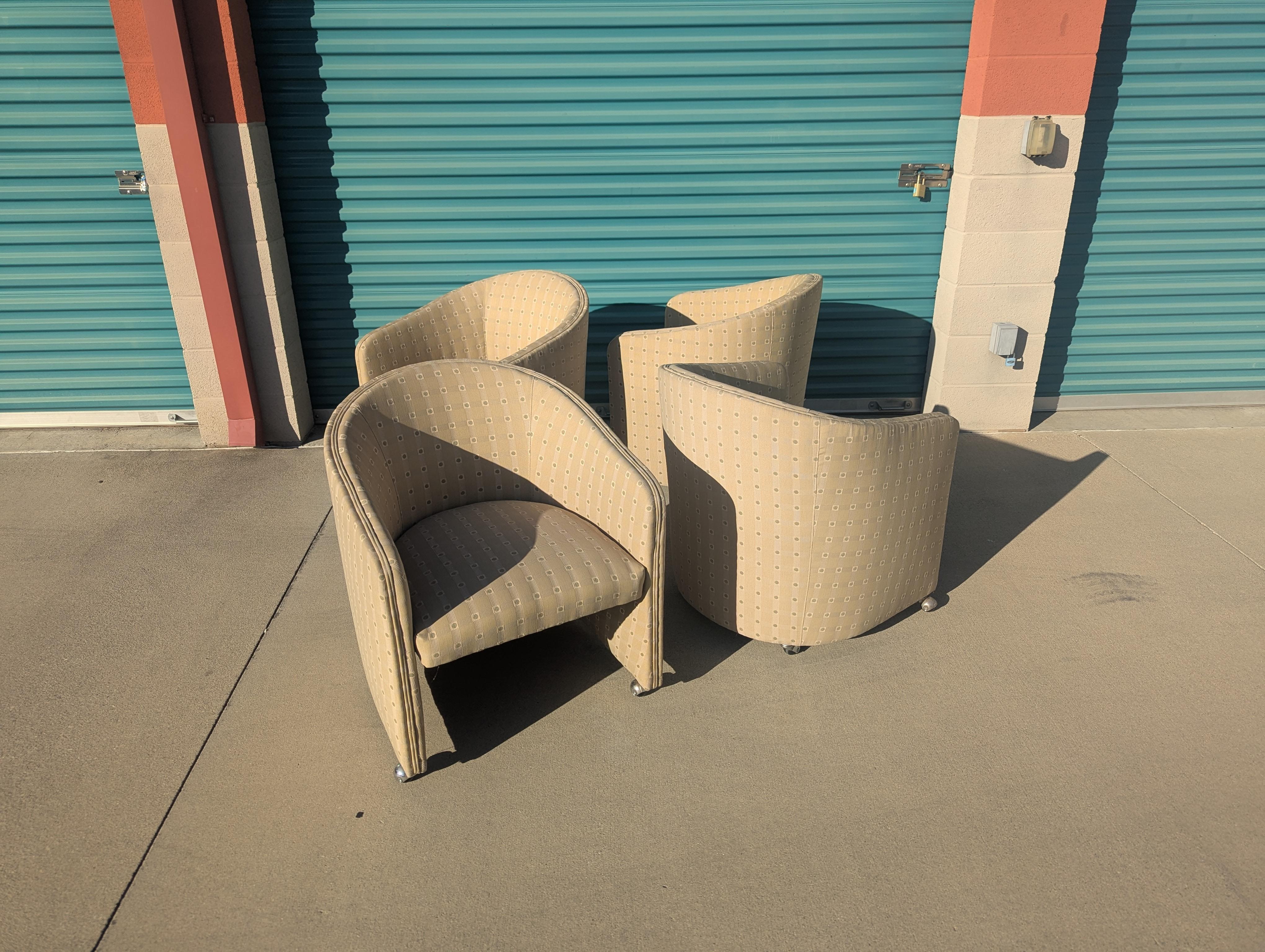 Mid Century Barrel Chairs on Casters, c1970s For Sale 1
