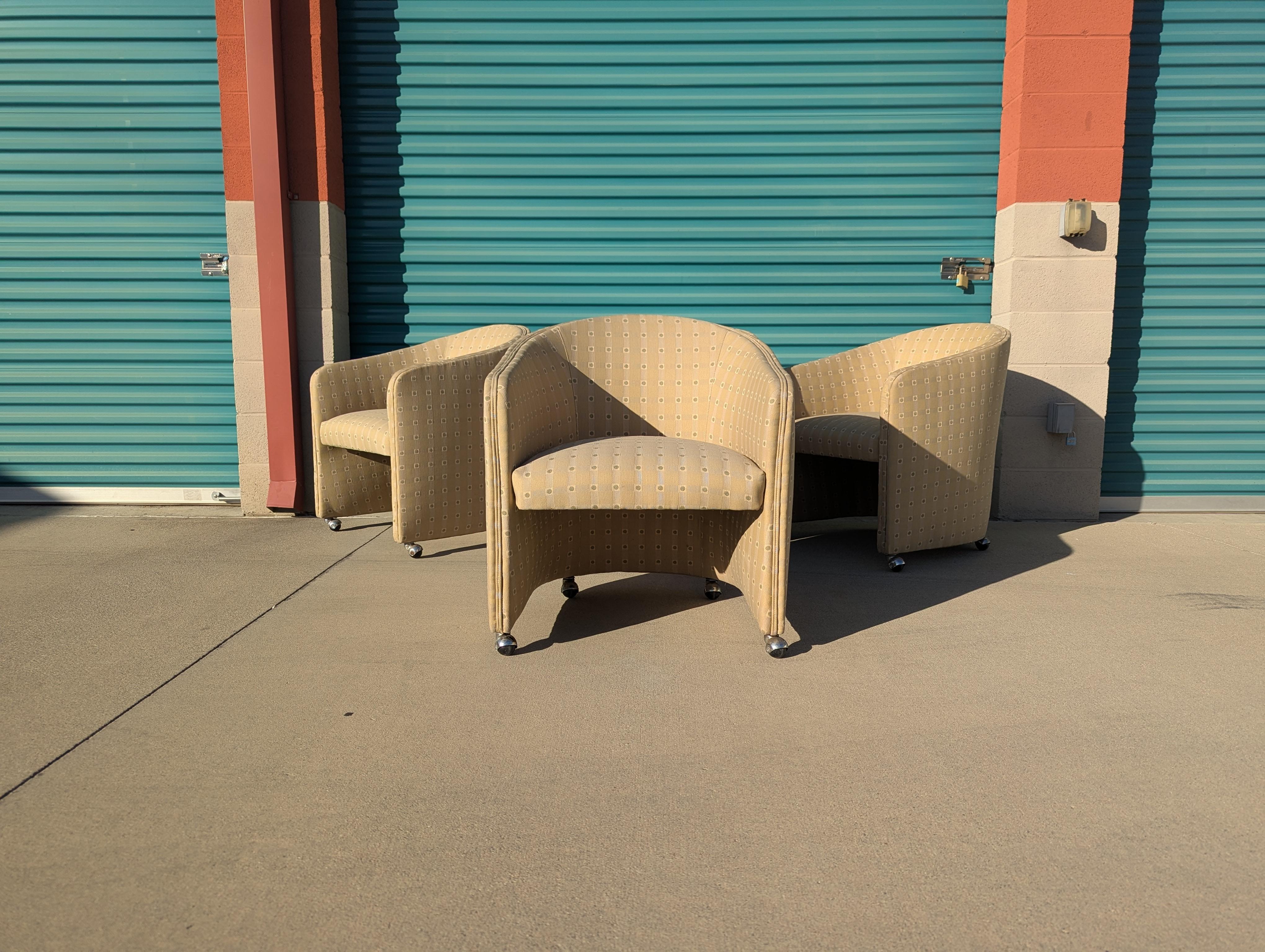 Mid Century Barrel Chairs on Casters, c1970s For Sale 2