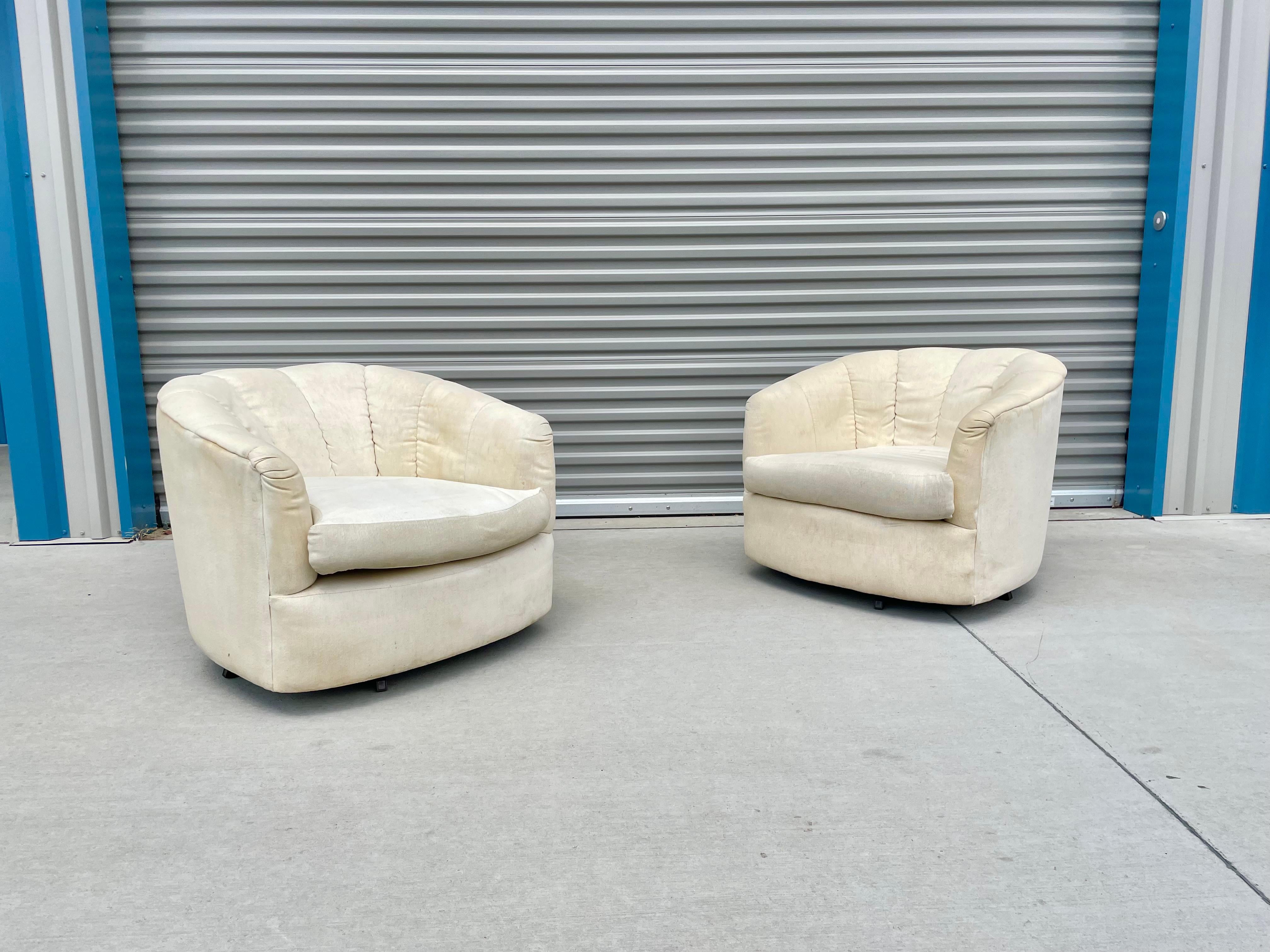 Mid-Century Modern Midcentury Barrel Chairs Styled After Milo Baughman For Sale