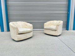 1970s Mid Century Barrel Chairs Styled After Milo Baughman