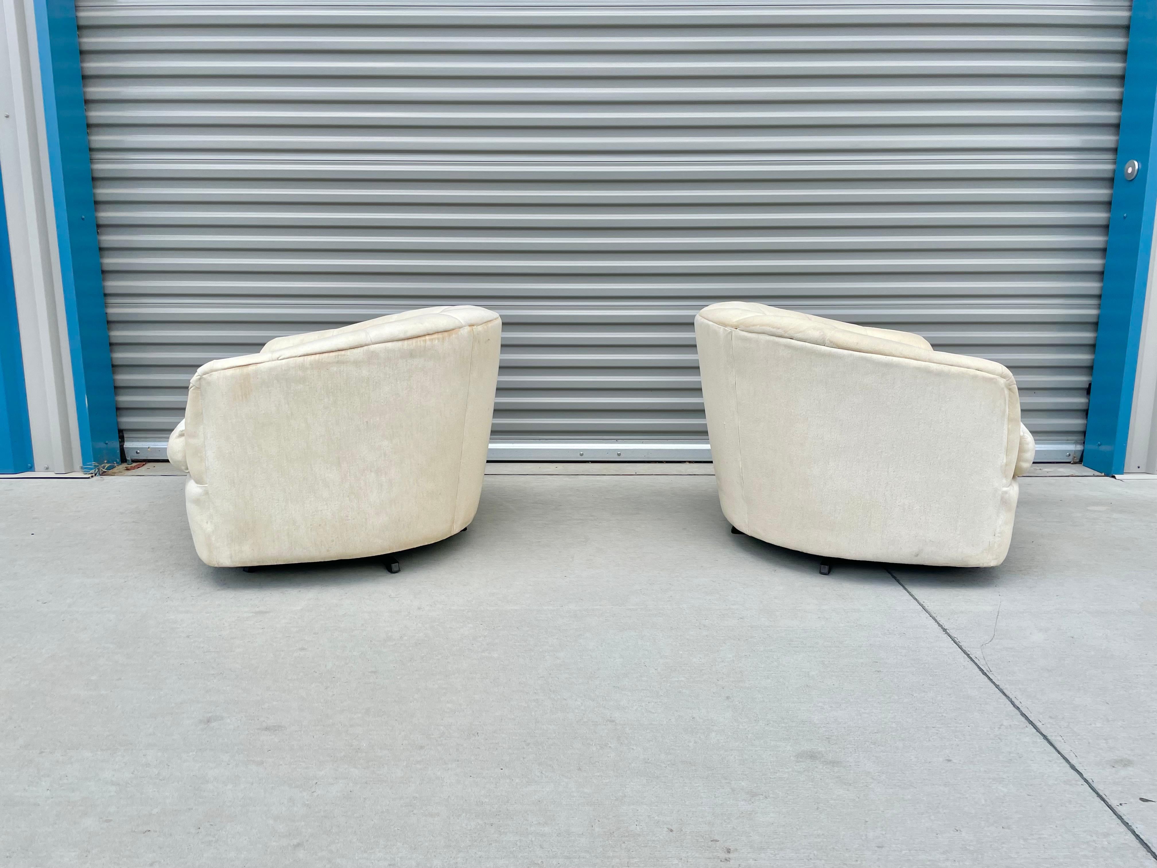 Late 20th Century Midcentury Barrel Chairs Styled After Milo Baughman For Sale