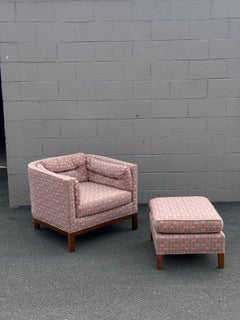 Mid-Century Barrel Lounge Chair with Ottoman by Dunbar