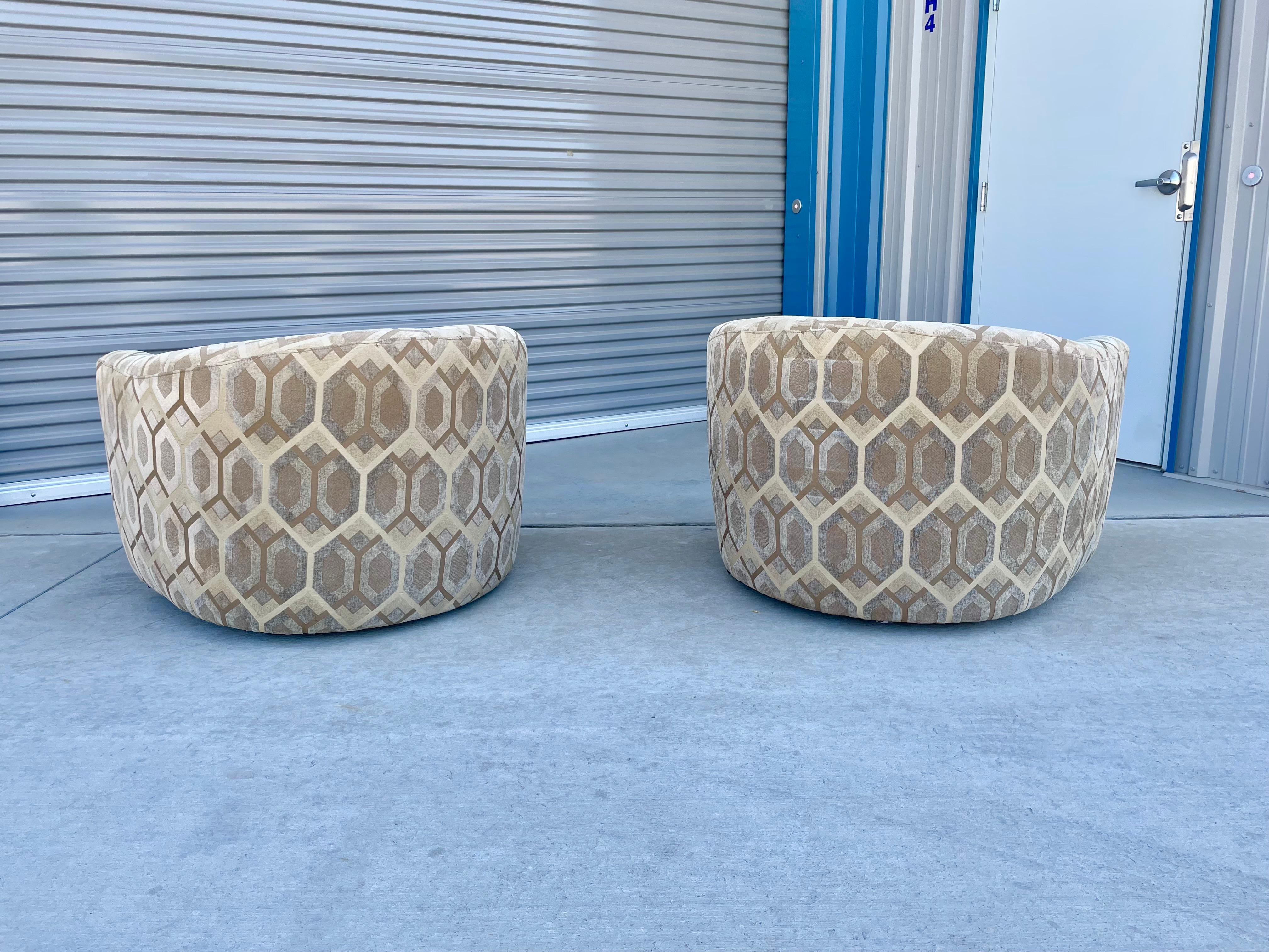 Mid-20th Century Mid Century Barrel Swivel Chairs For Sale