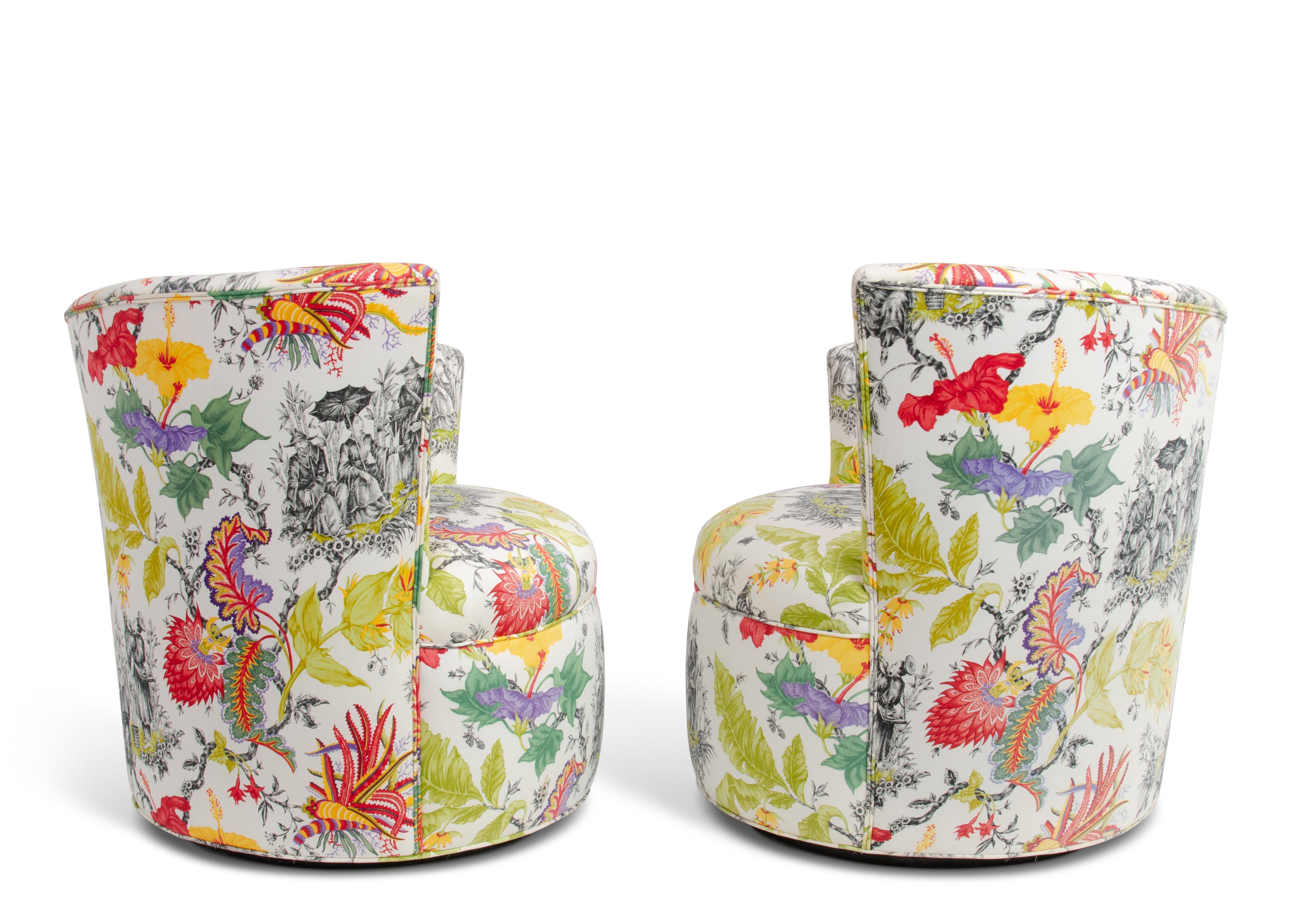 Chaises longues pivotantes du milieu du siècle Baughman Kagan Chinoiserie, une paire Bon état - En vente à Forest Grove, PA