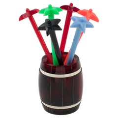 Mid-Century Barware Tortoiseshell Lucite Cocktail Stirrer Set, France, 1950