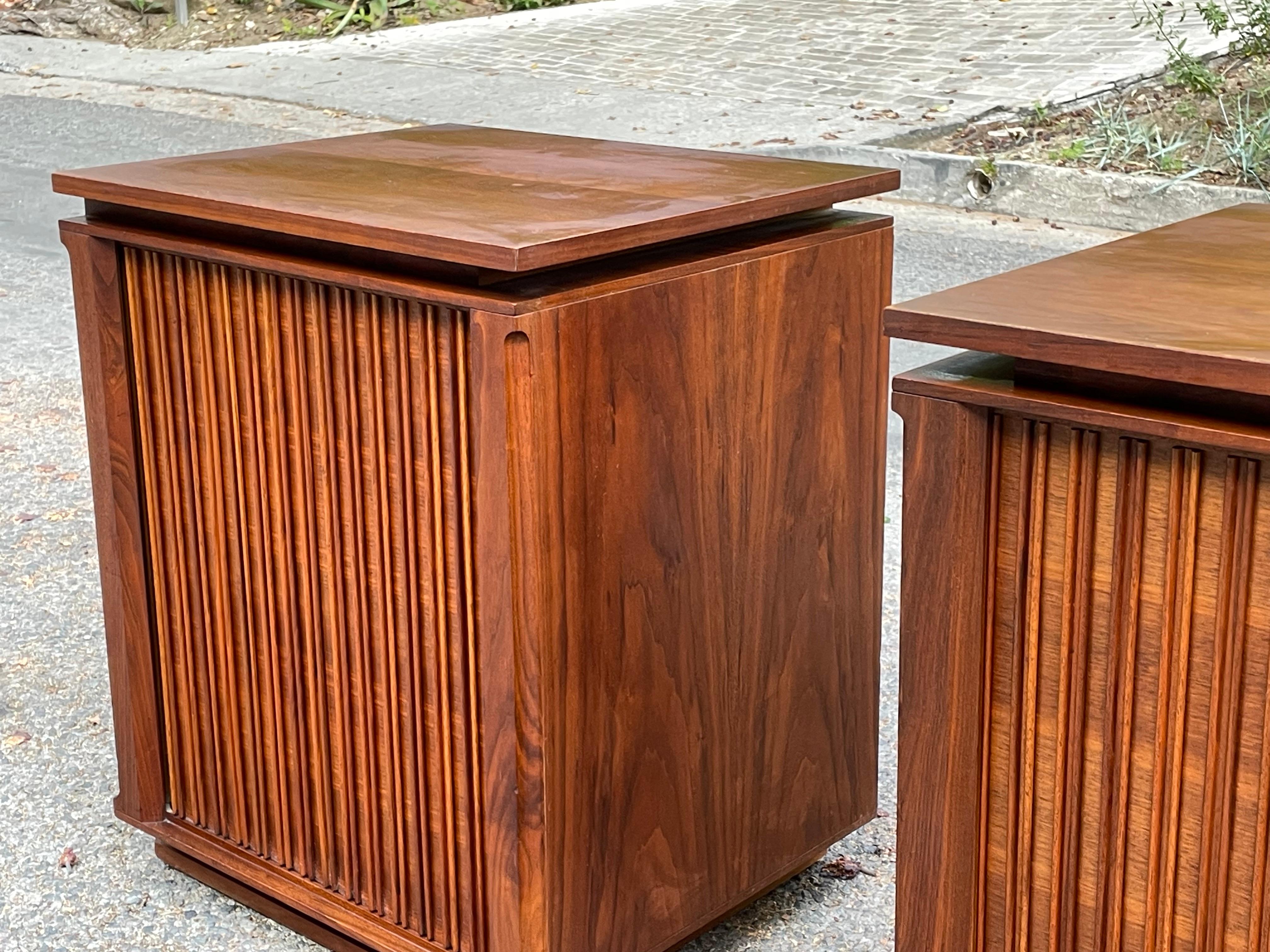 Mid-20th Century Midcentury Barzilay Tambour Door Nightstands End Tables