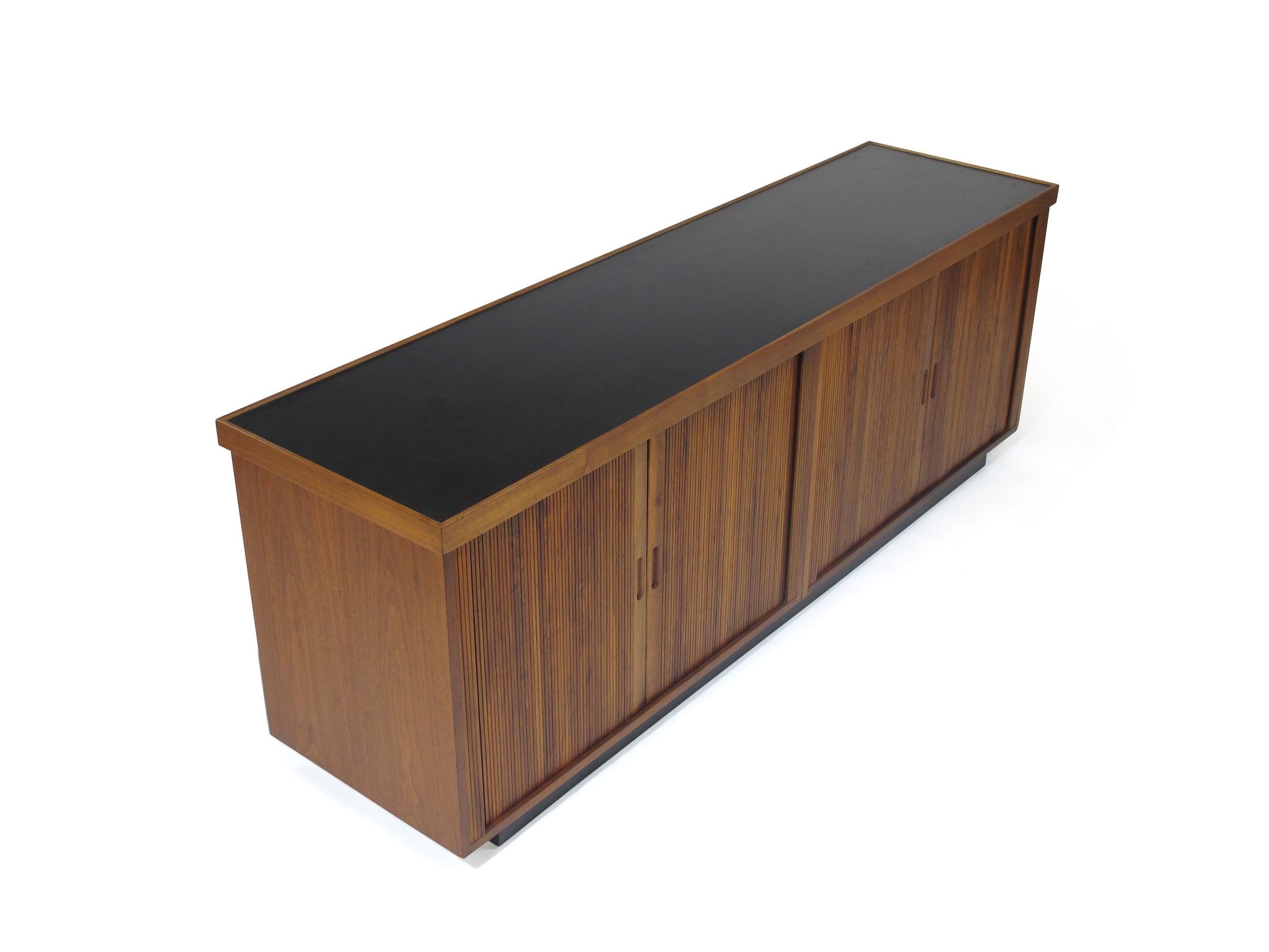 Midcentury Barzilay Tambour-Door Walnut Credenza 1