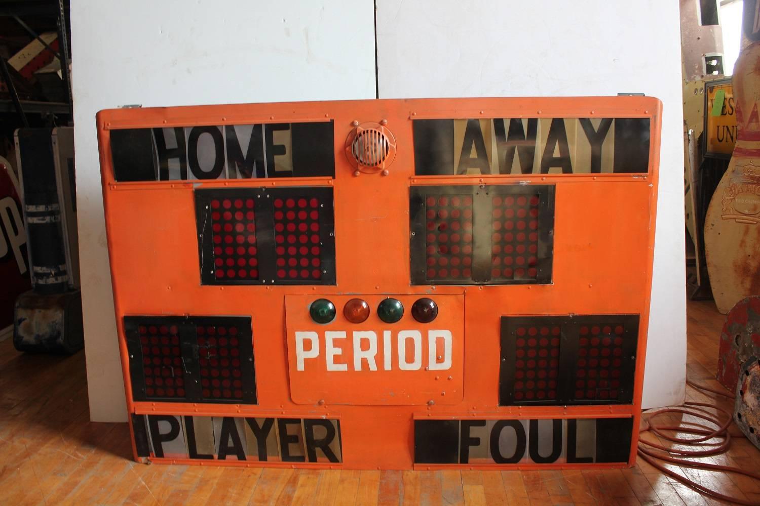 Midcentury basketball scoreboard. Lights are working. It has plug in.