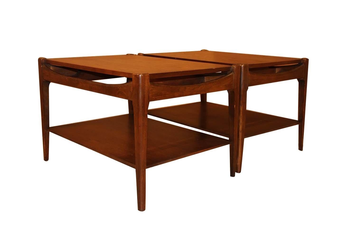 Mid-Century Modern Midcentury Bassett Danish Inspired Walnut Side Tables