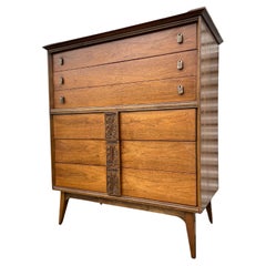 Retro Mid Century Bassett “Mayan” Tallboy Bedroom Dresser