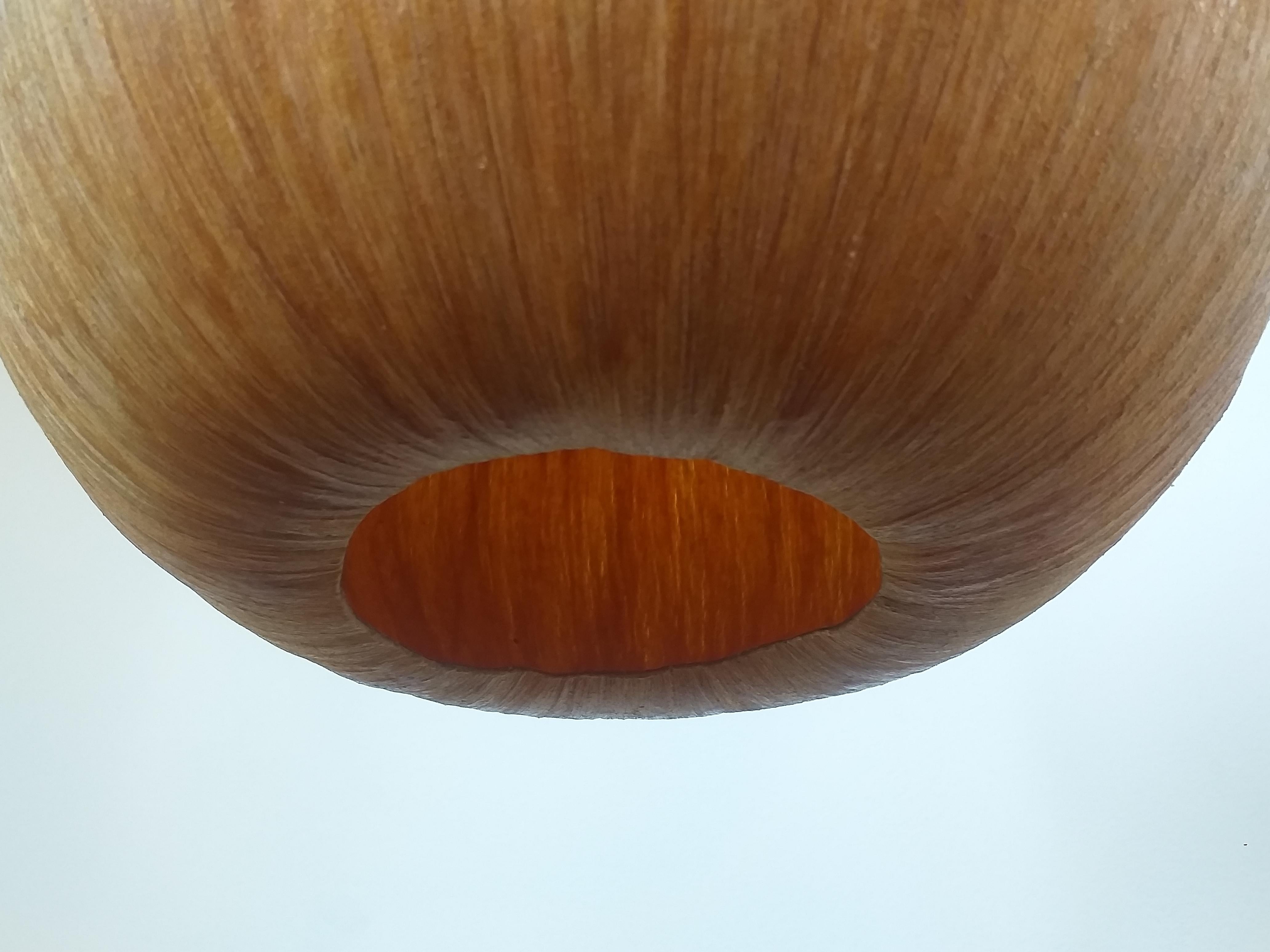 Midcentury Bast, Wood and Veneer Pendant, Denmark, 1960s 4