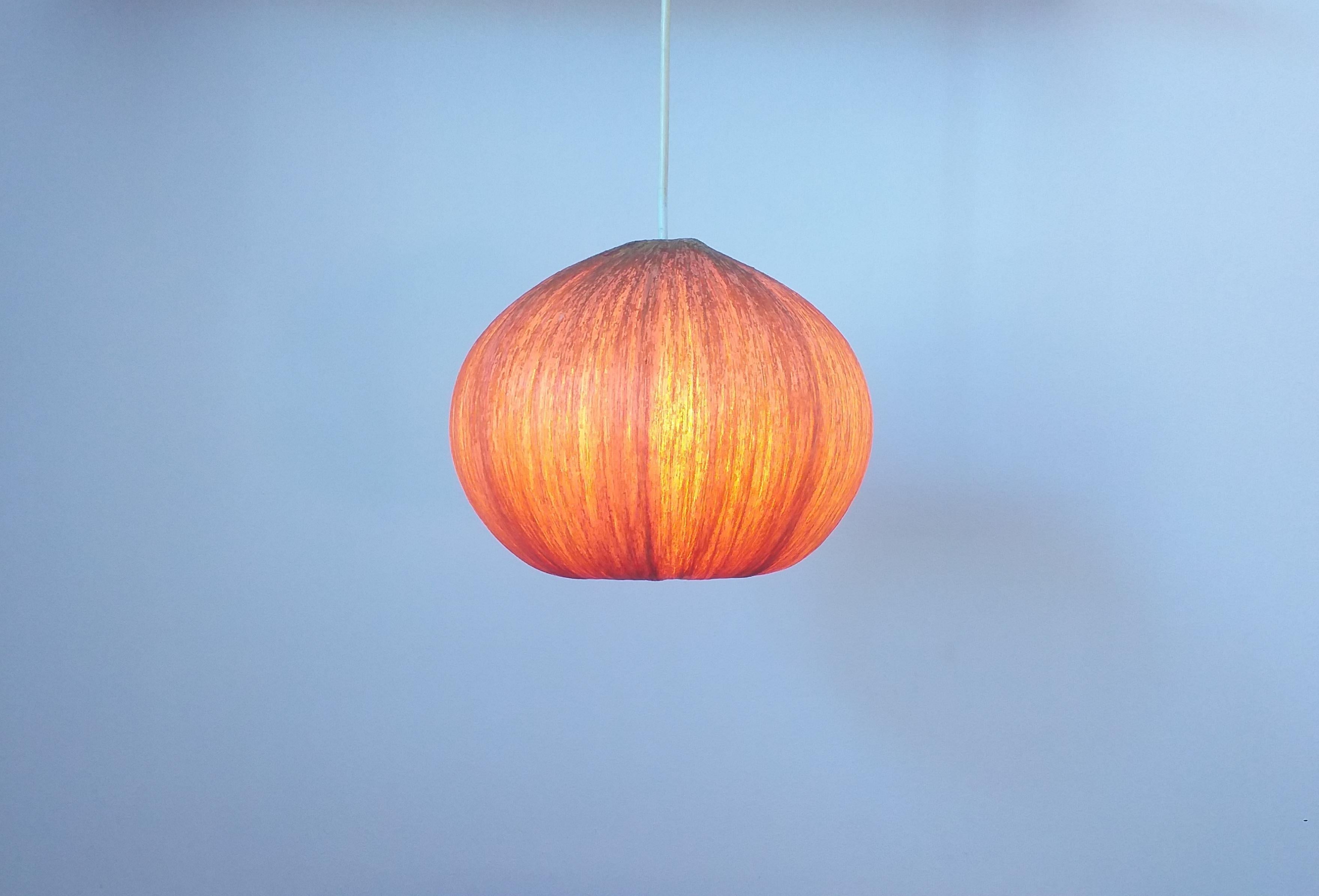 Midcentury Bast, Wood and Veneer Pendant, Denmark, 1960s 6