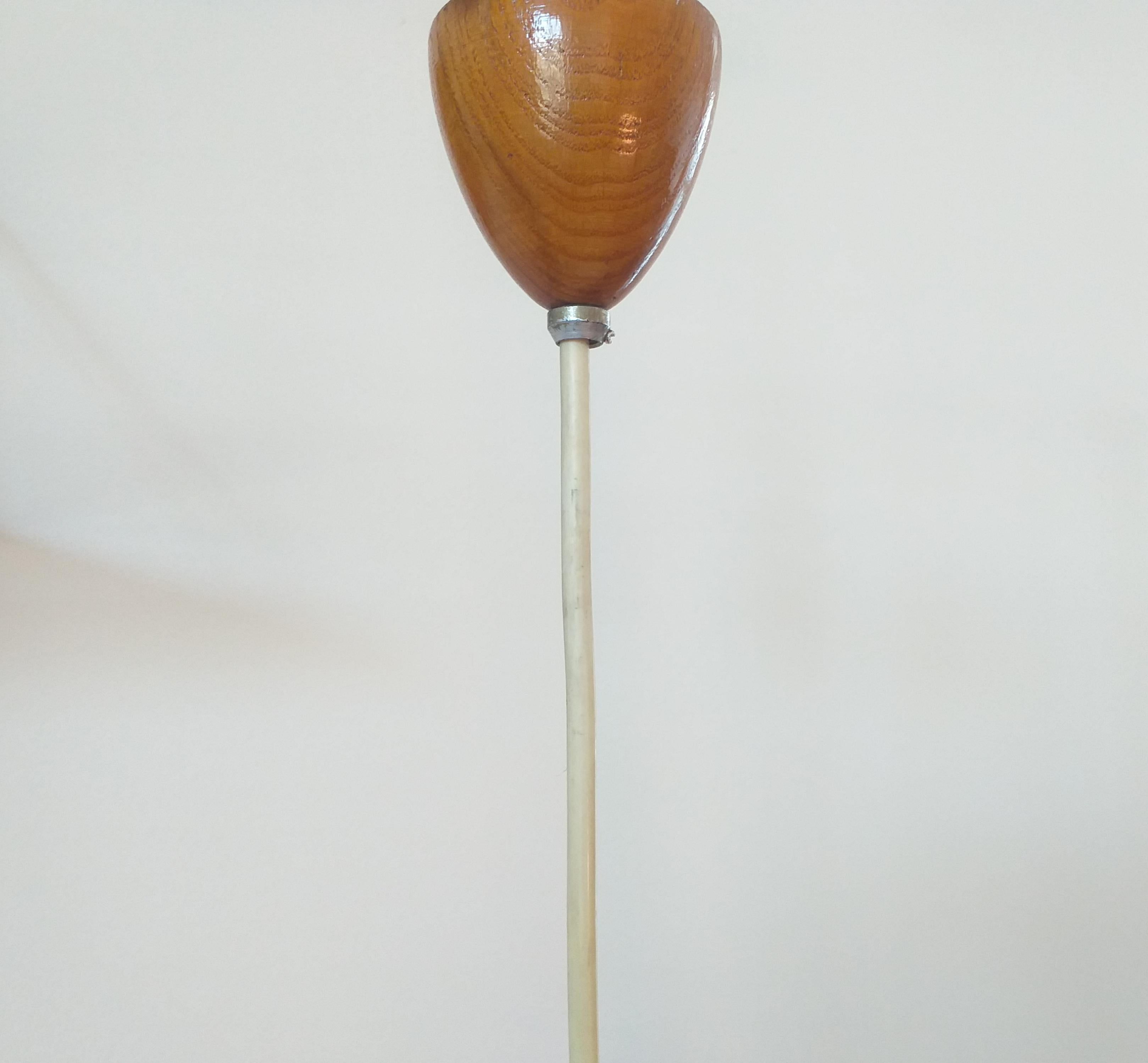 Midcentury Bast, Wood and Veneer Pendant, Denmark, 1960s 7