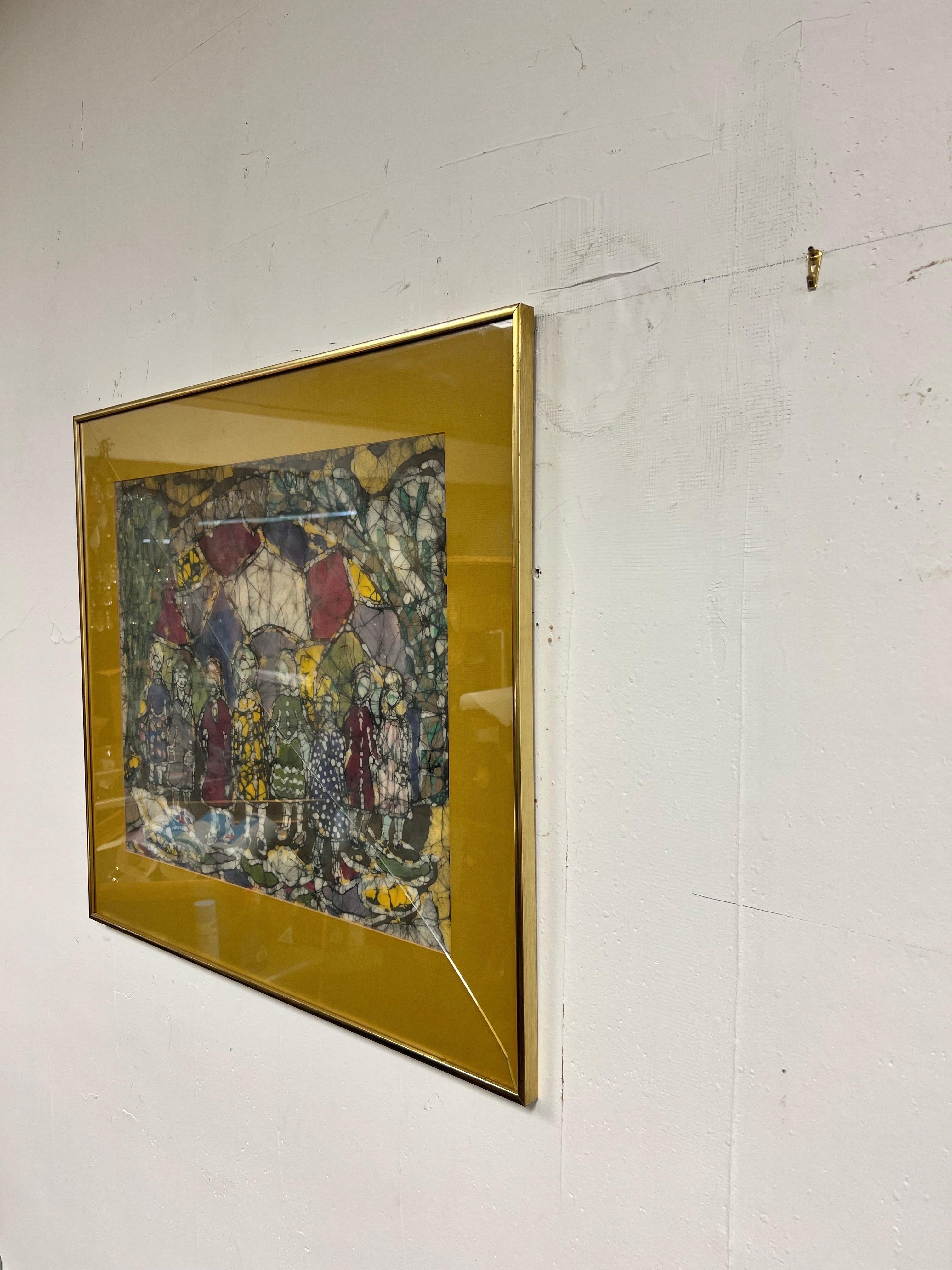 Mid Century Batik Malerei Cousin aus Peru Marion Knudsen (Moderne der Mitte des Jahrhunderts) im Angebot